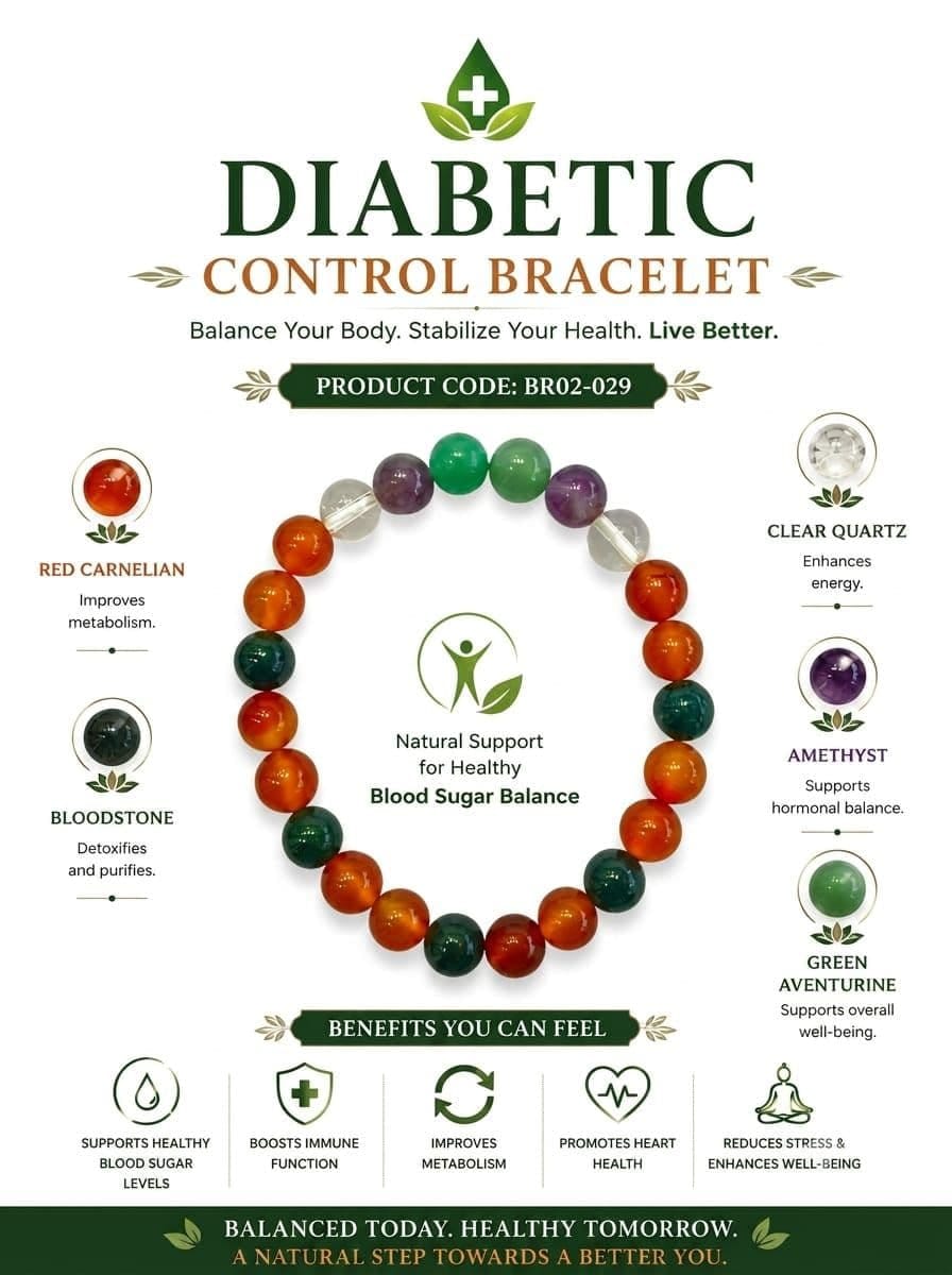 Diabetic Control Bracelet – Carnelian, Bloodstone and Amethyst By Destiny Star Stores