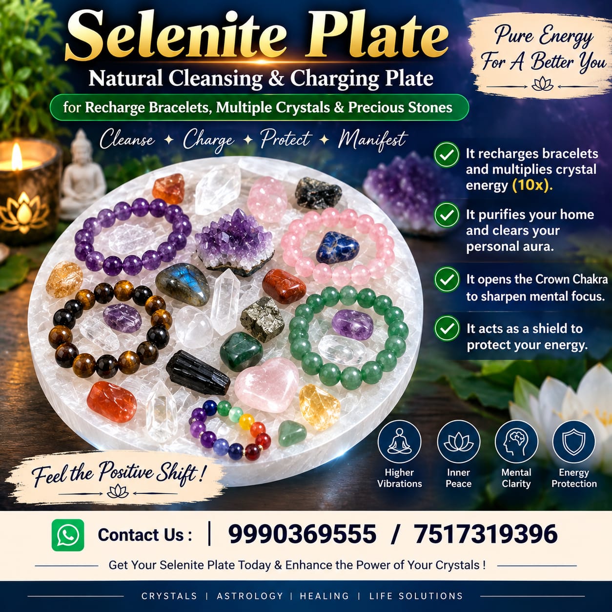 Selenite Cleansing and Charging Plate By Destiny Star Stores