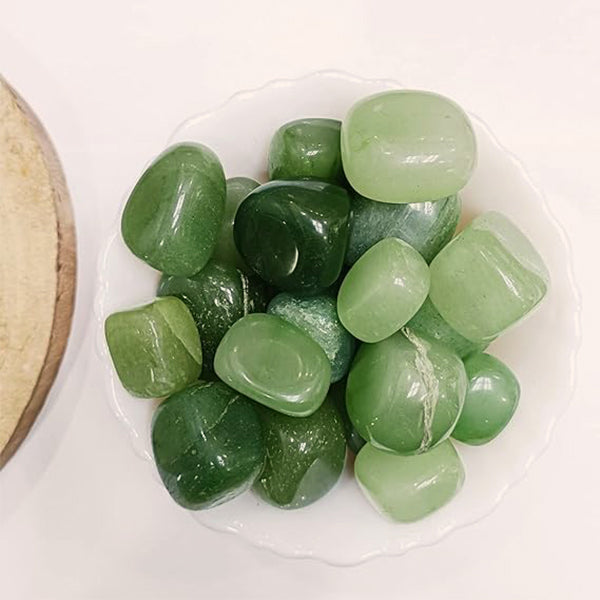 GREEN AVENTURINE CRYSTAL TUMBLE 100 GRAM - Strengthens manifestation power & positive energy flow