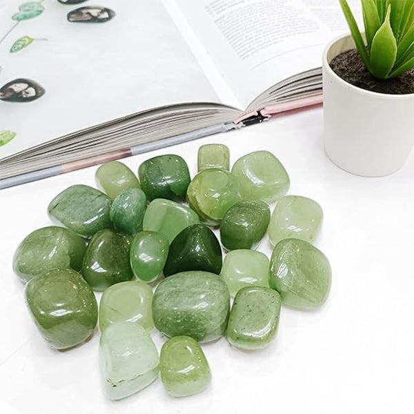GREEN AVENTURINE CRYSTAL TUMBLE 100 GRAM - Strengthens manifestation power & positive energy flow