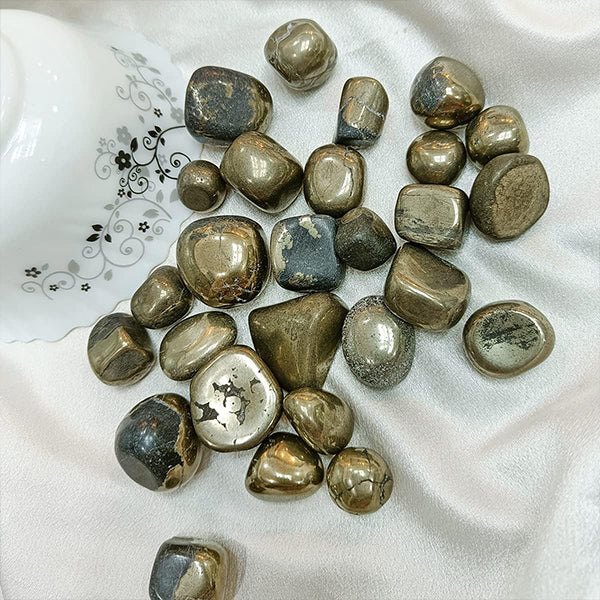 PYRITE CRYSTAL TUMBLE 100 GRAM -Motivation, Protection & Positive Energy