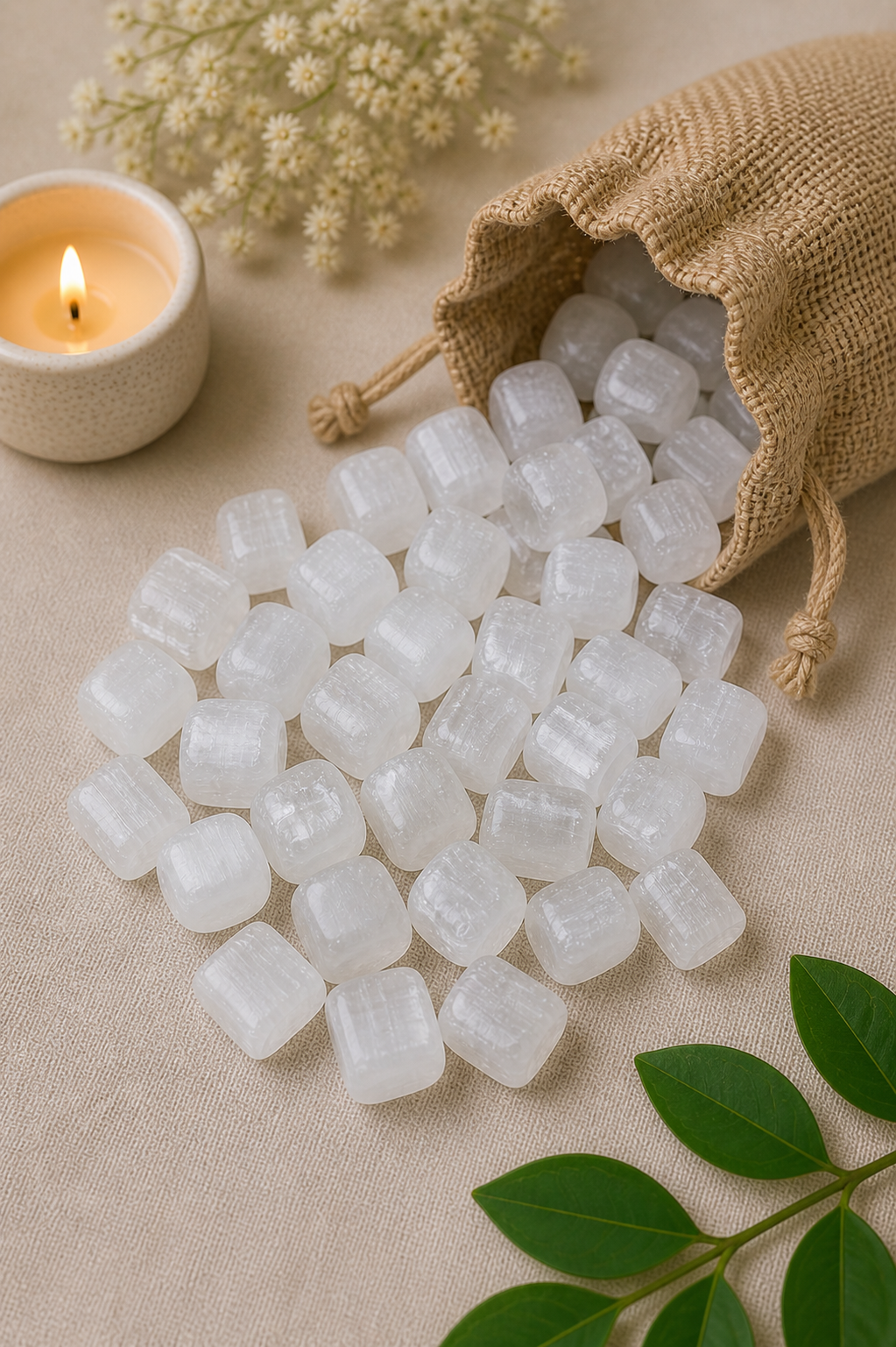 SELENITE CRYSTAL TUMBLE 100 GRAM - Cleansing, Calmness & Positive Energy