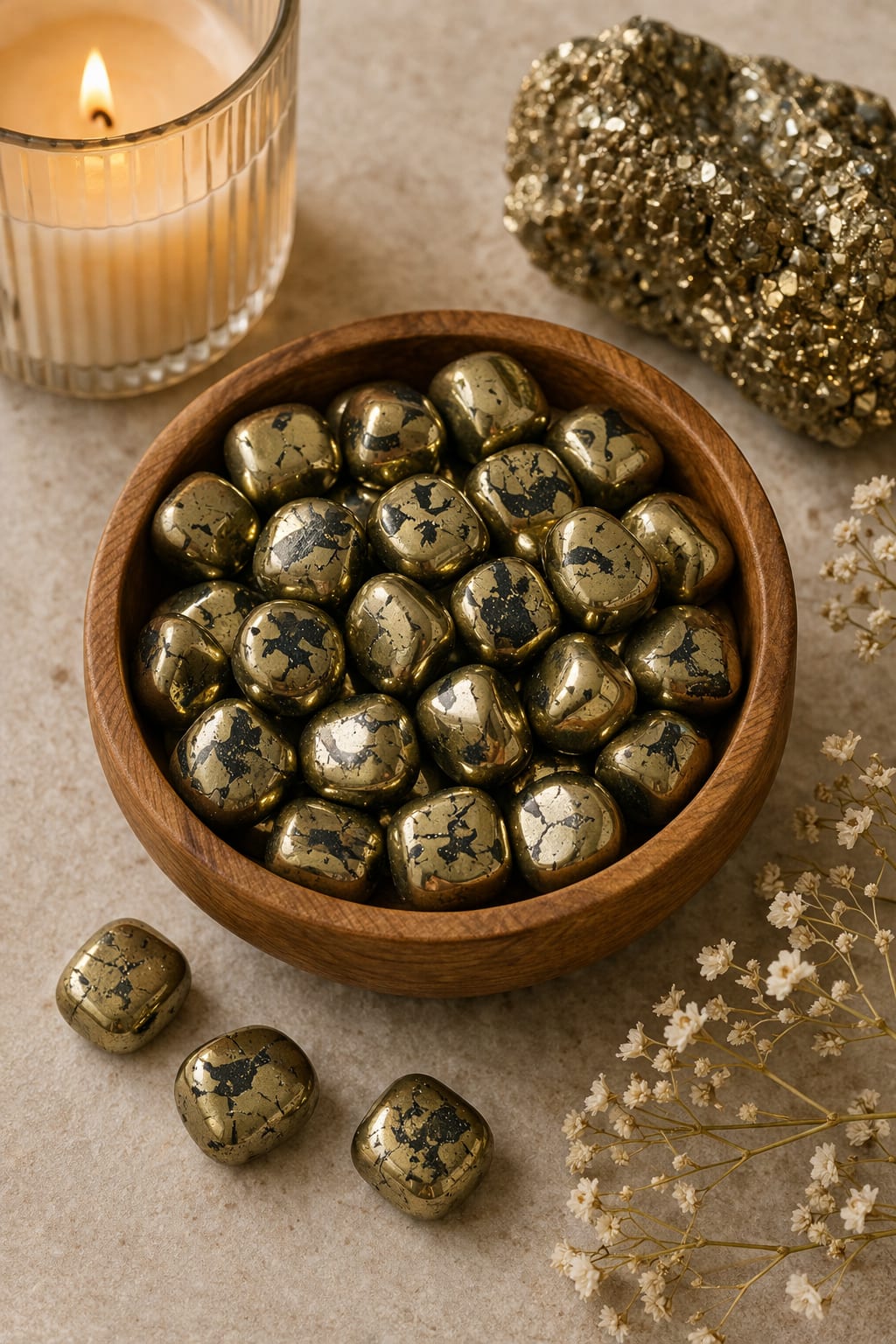 GOLDEN PYRITE CRYSTAL TUMBLE - 100 GRAM - Promotes overall health &  positivity