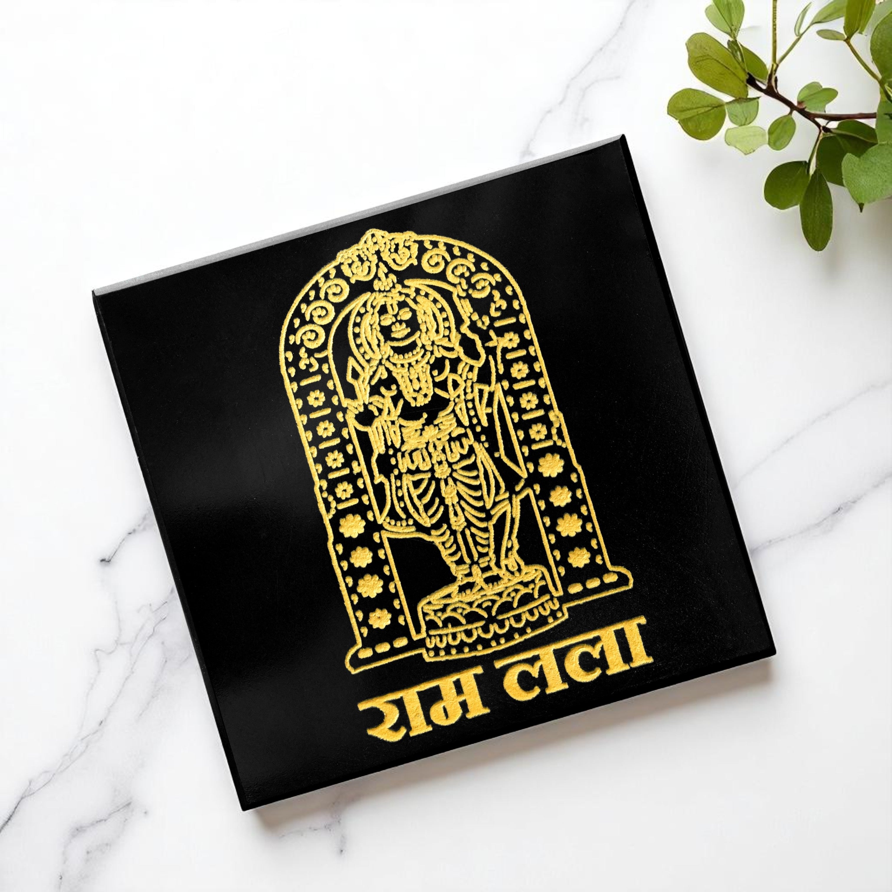 3 INCH - RAM LALA BLACK OBSIDIAN CRYSTAL PLATE - Divine Protection & Faith Energy