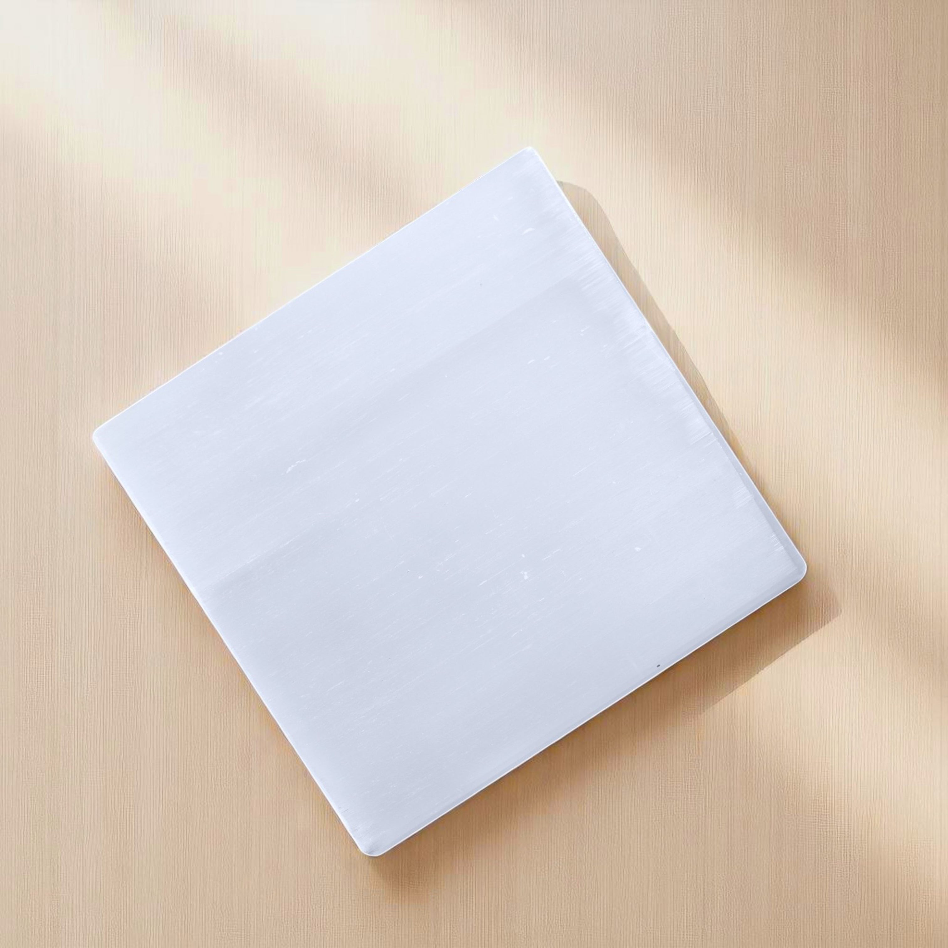 4 INCH - PLAIN SQUARE SELENITE CRYSTAL PLATE - Manifestation and intention-setting rituals