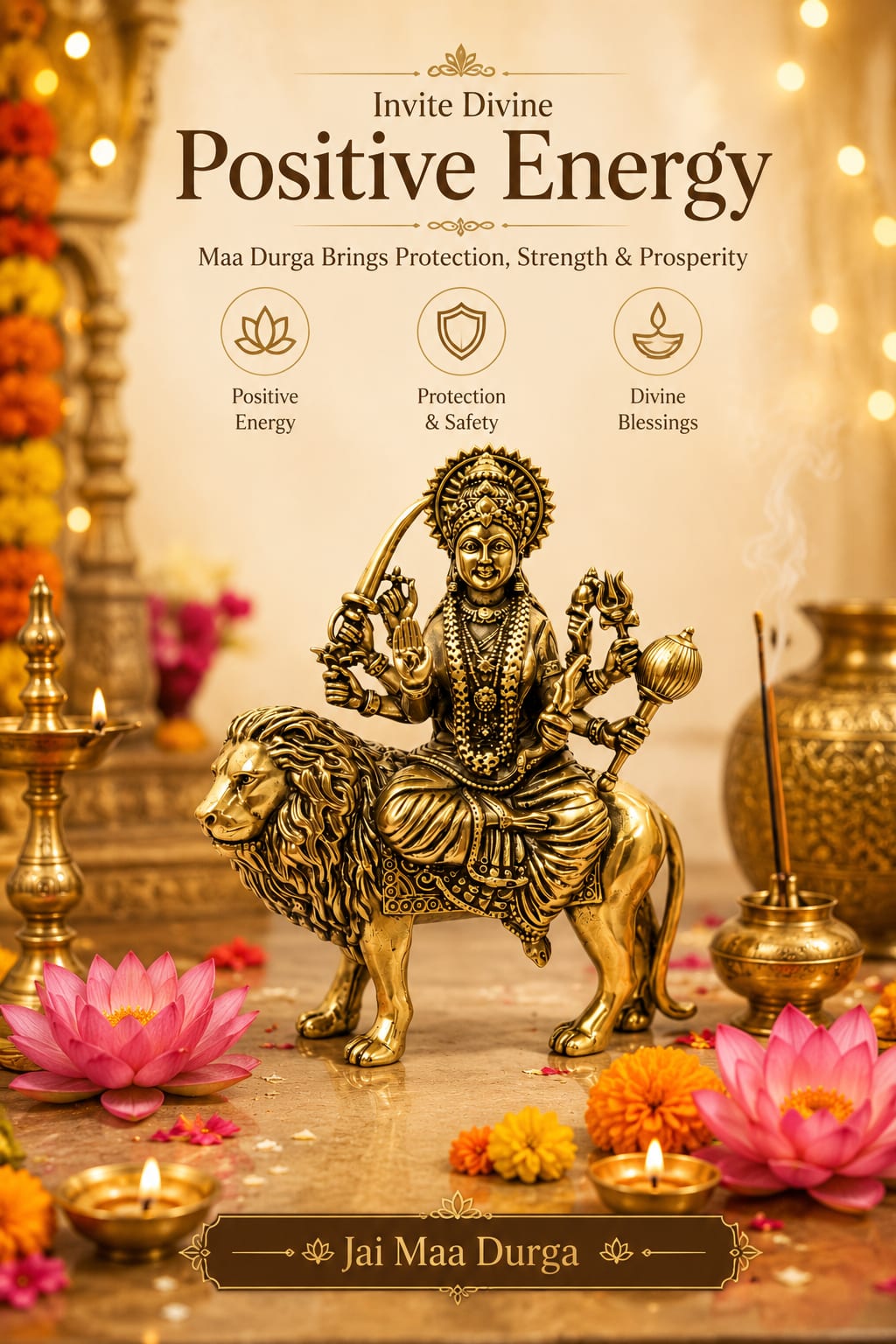 BRASS DURGA MATA JI STATUE - 5 INCH