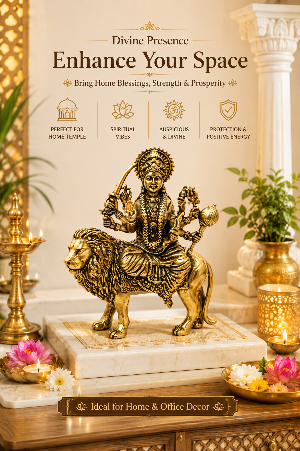 BRASS DURGA MATA JI STATUE - 4 INCH