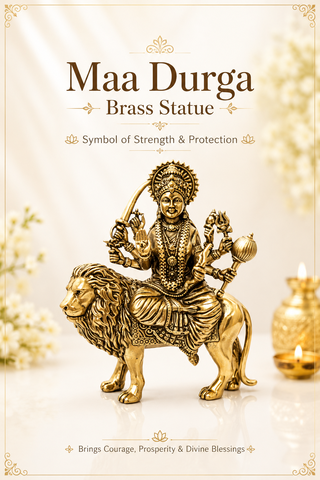 BRASS DURGA MATA JI STATUE - 4 INCH