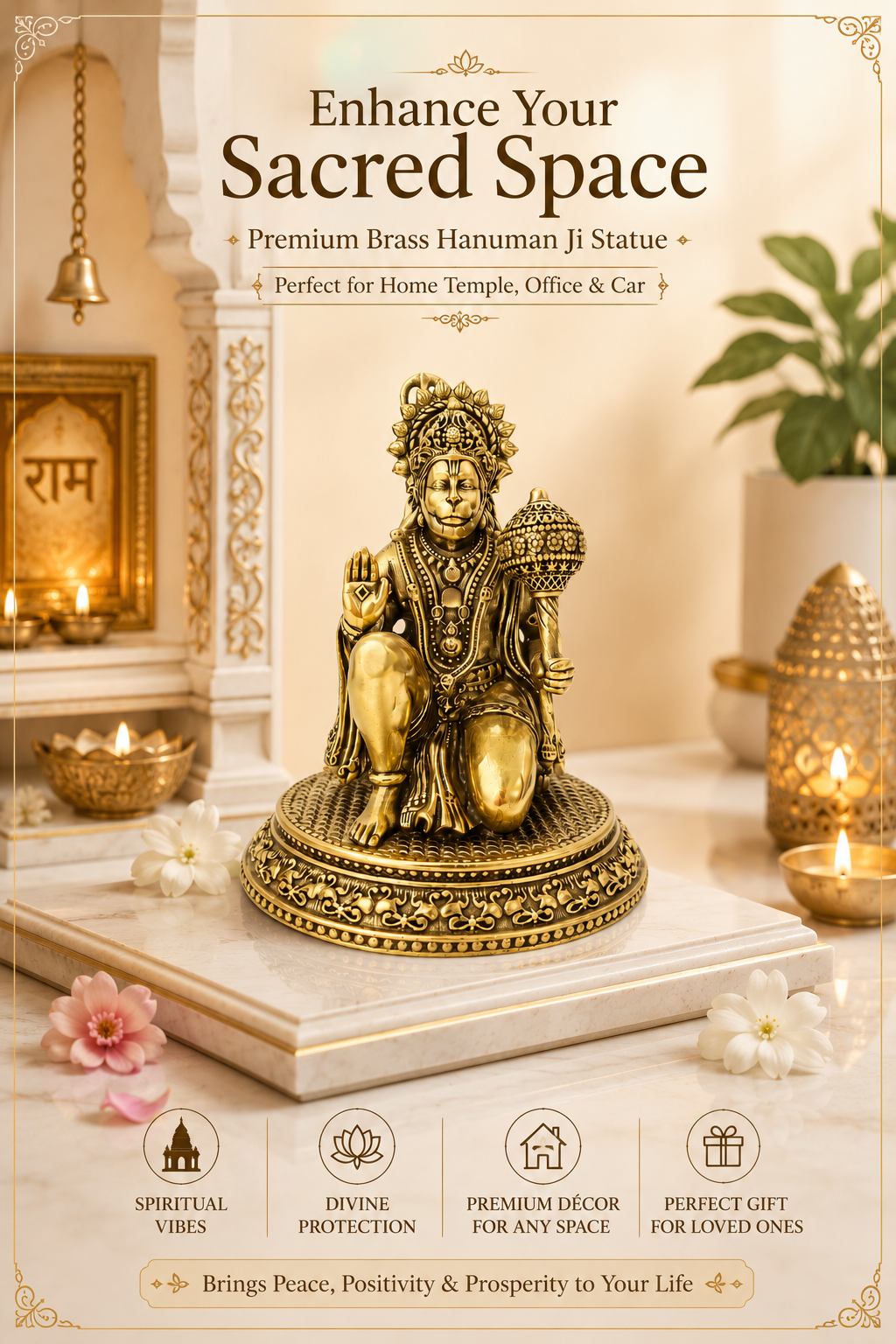 BRASS HANUMAN JI STATUE - 3 INCH