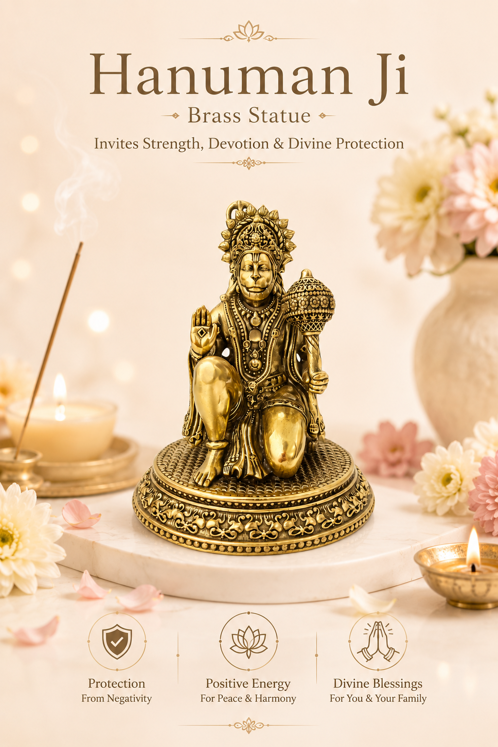 BRASS HANUMAN JI STATUE - 4 INCH