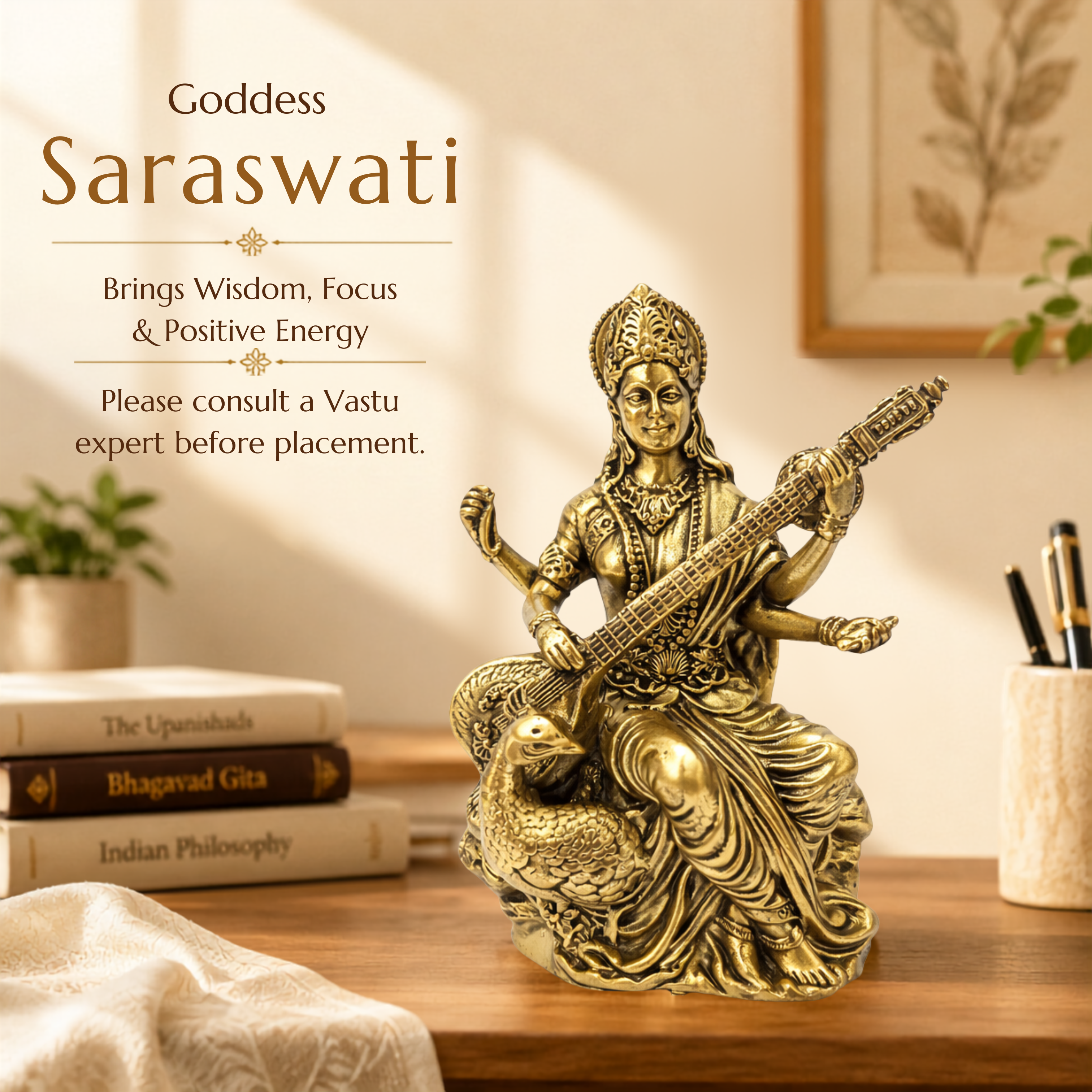 SARASWATI JI BRASS STATUE 3 INCH
