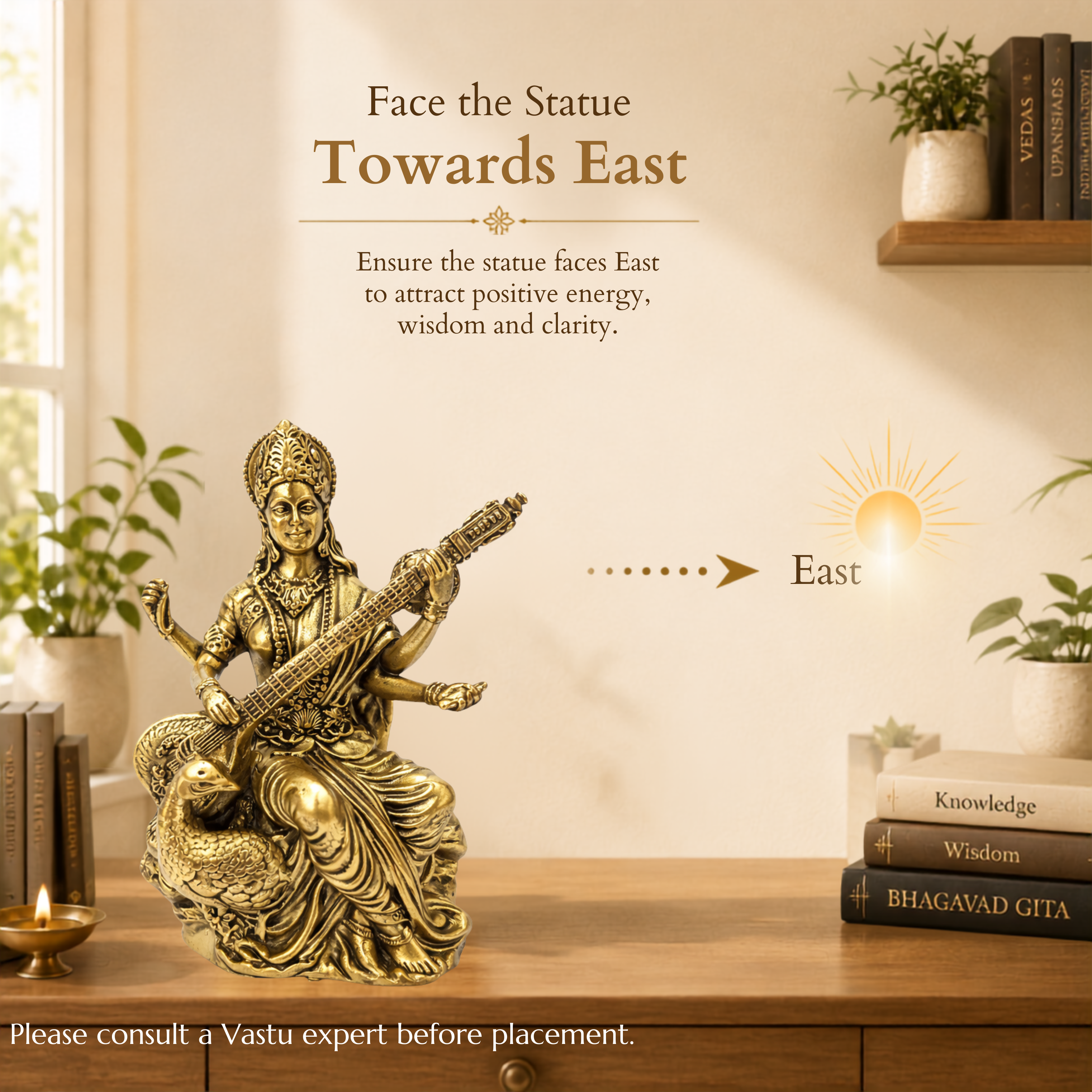 SARASWATI JI BRASS STATUE 3 INCH