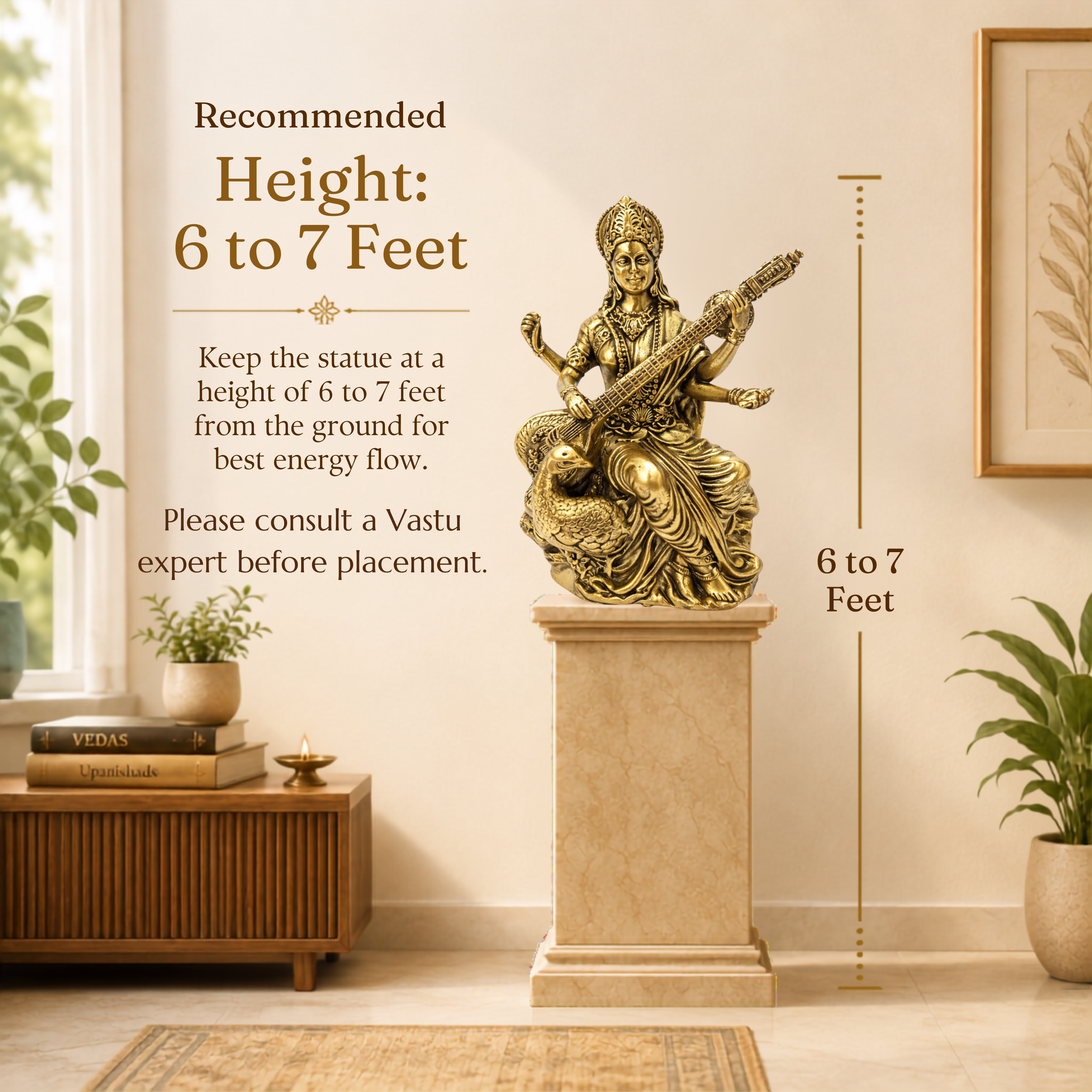 SARASWATI JI BRASS STATUE 3 INCH