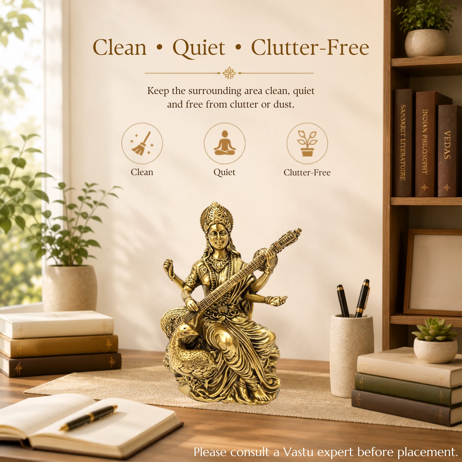 SARASWATI JI BRASS STATUE 3 INCH