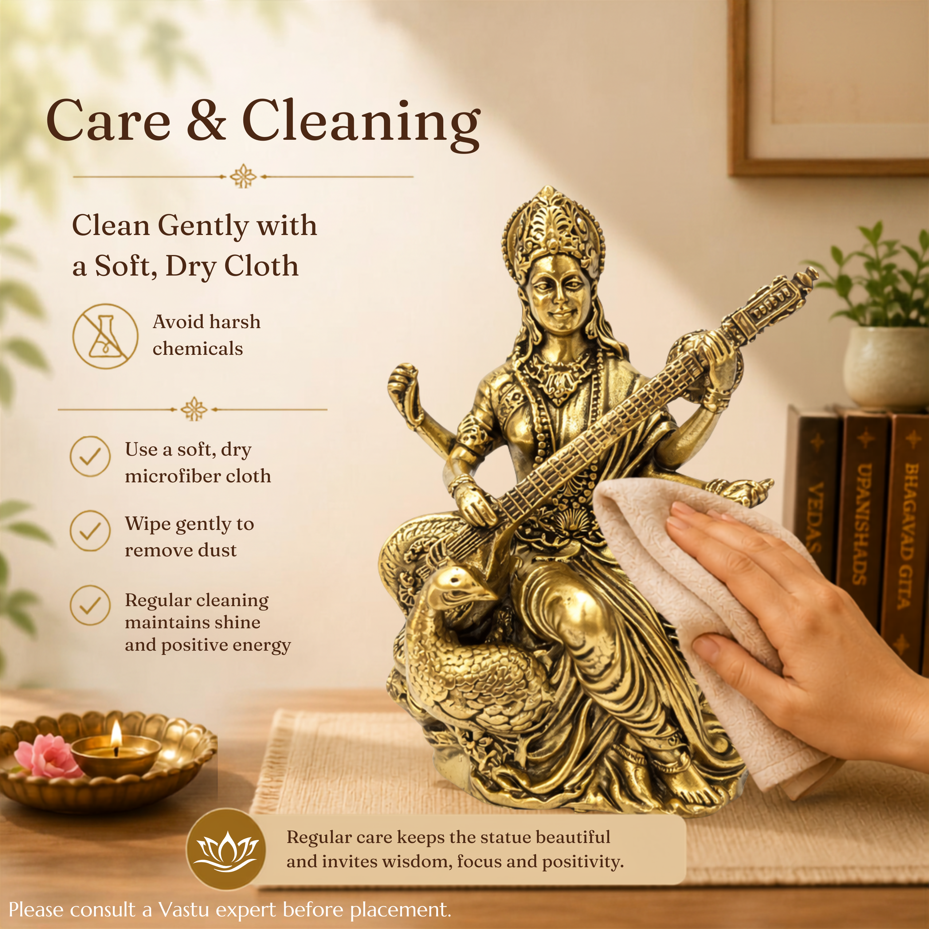 SARASWATI JI BRASS STATUE 3 INCH