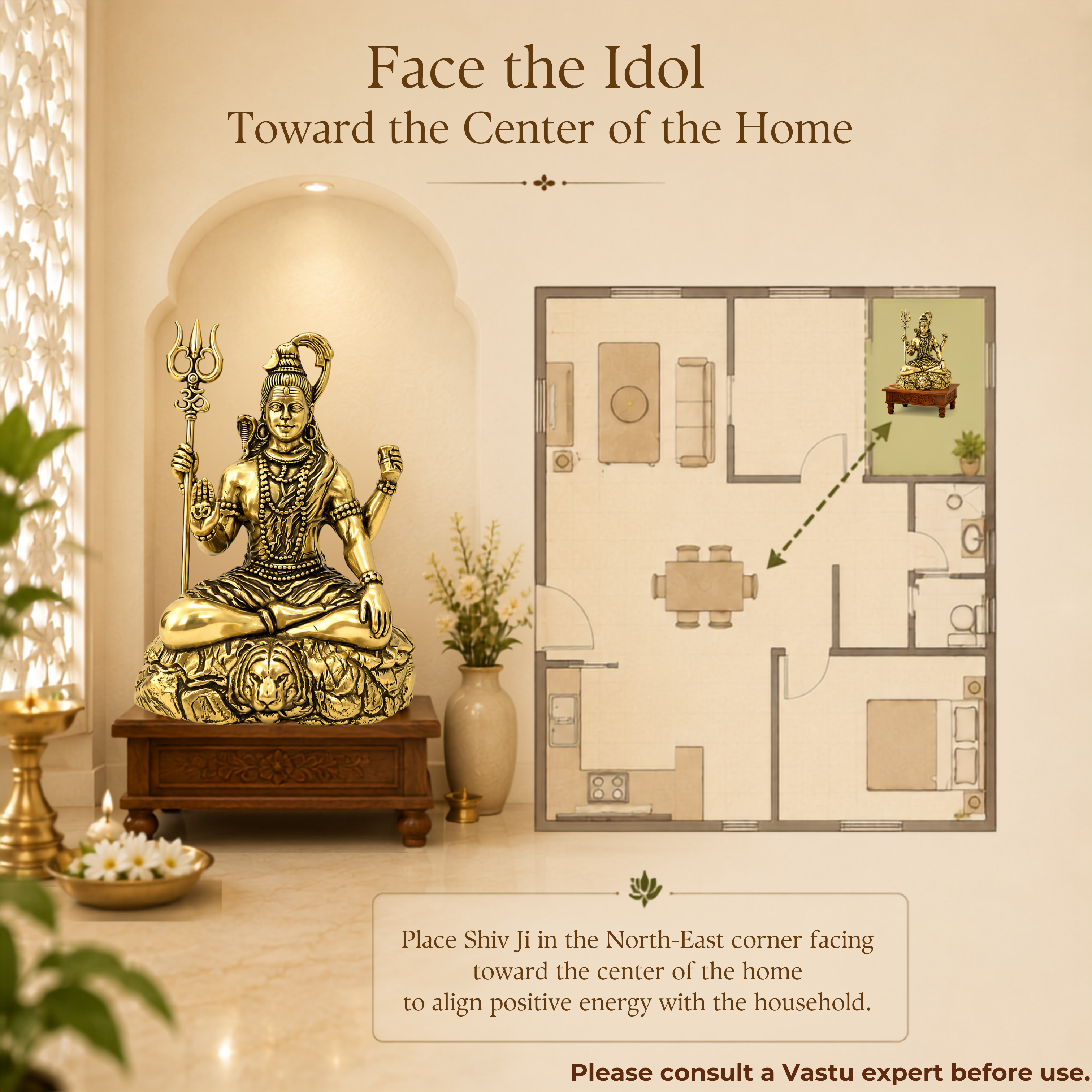 SHIV JI PREMIUM BRASS STATUE - 3.5 INCH