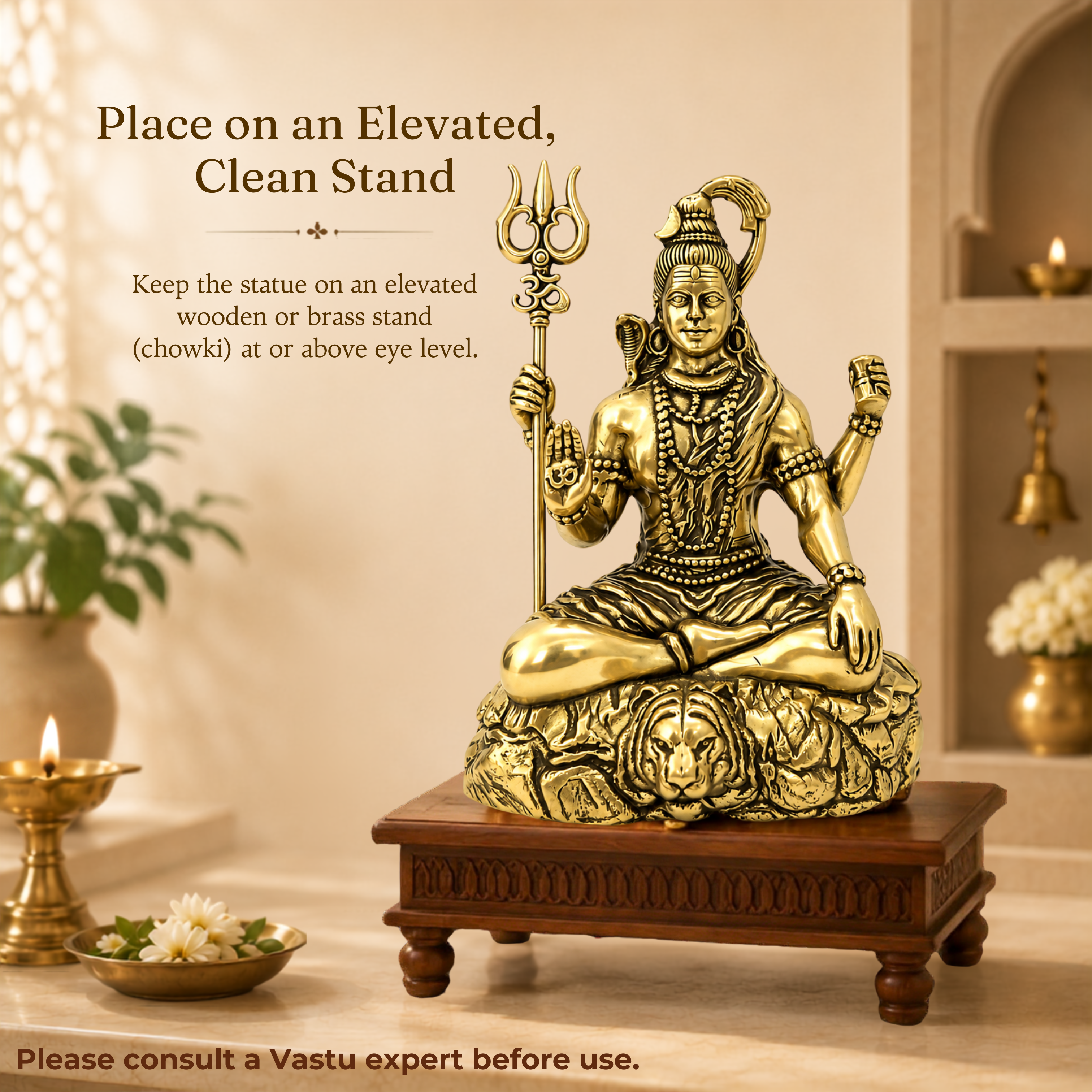 SHIV JI PREMIUM BRASS STATUE - 3.5 INCH