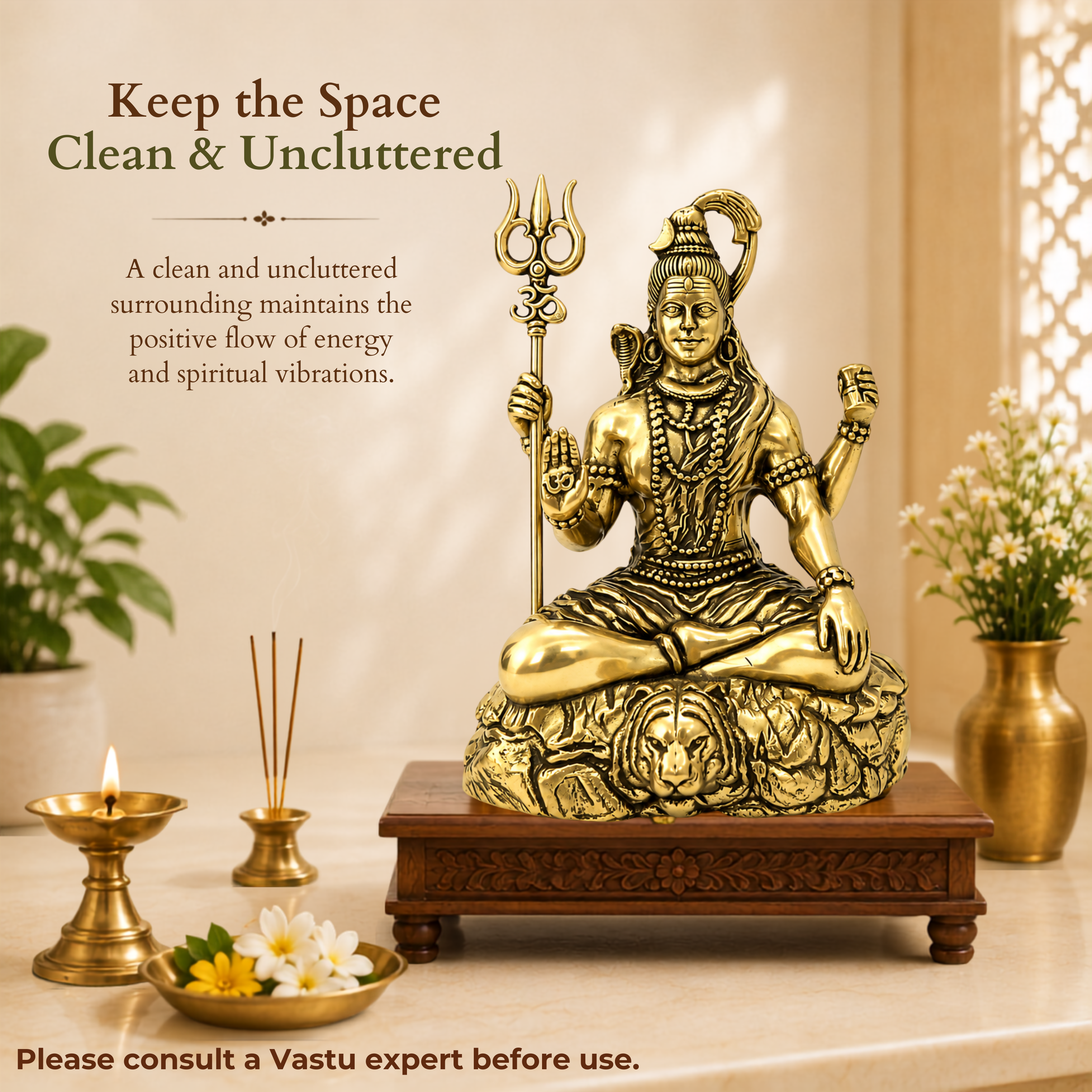 SHIV JI PREMIUM BRASS STATUE - 3.5 INCH