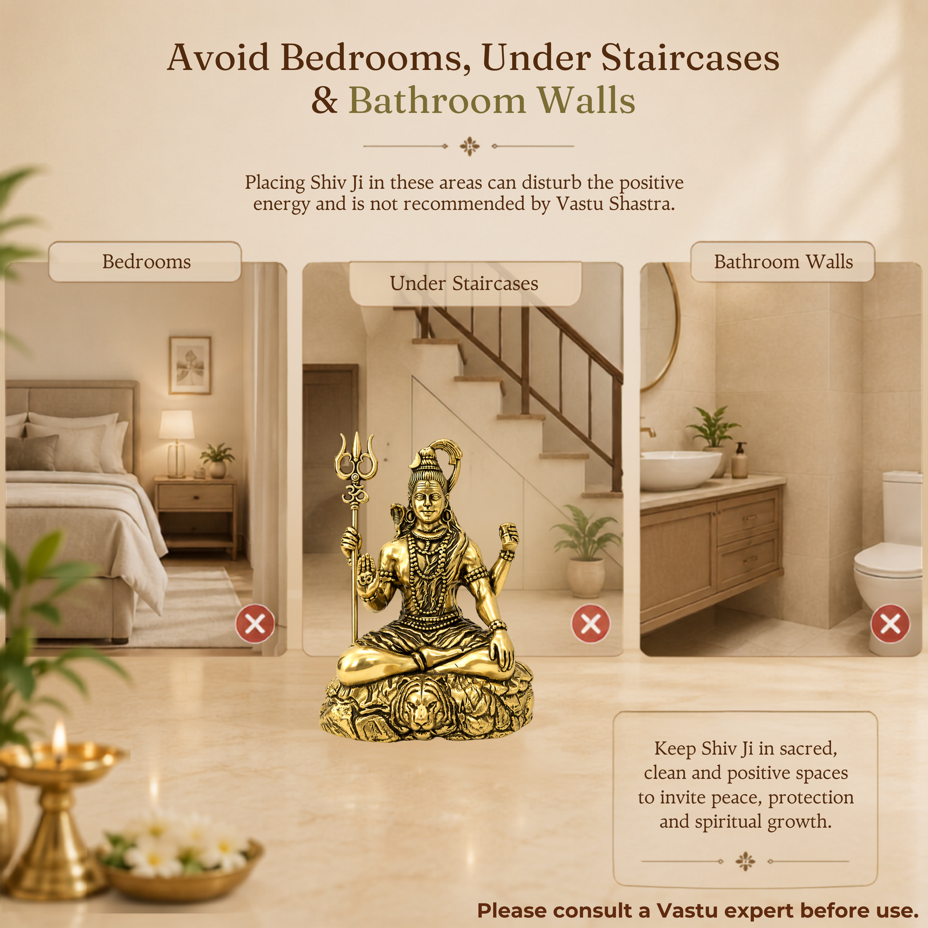 SHIV JI PREMIUM BRASS STATUE - 3.5 INCH