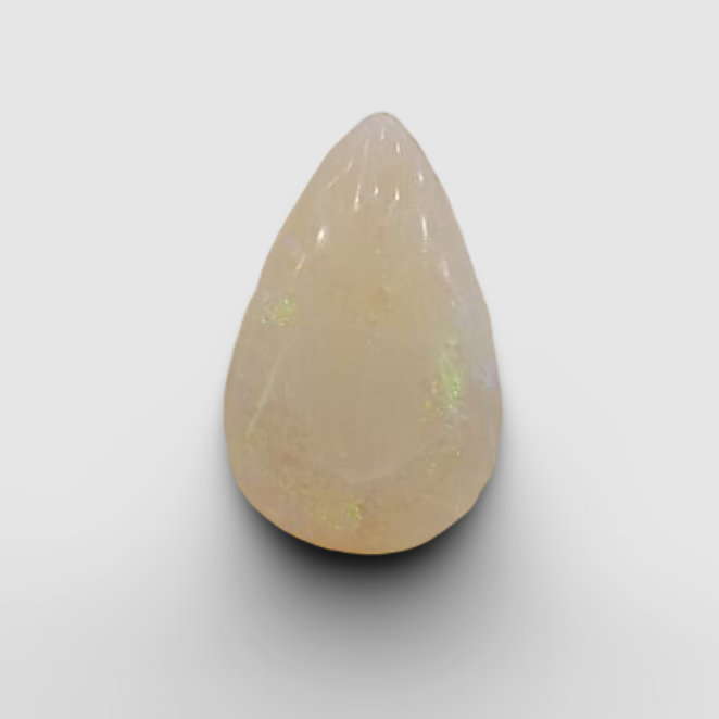 Natural White Opal|22H00| 3.22 Ratti | Pear Cabochone | Certified No. IGCDKBAJ42887