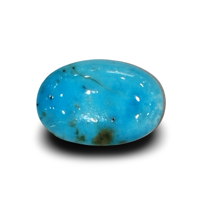 Natural Turquoise | Certified Sea Blue Firoza | Oval Shape with Matrix Certificate No.: IGCDKBAJ44690