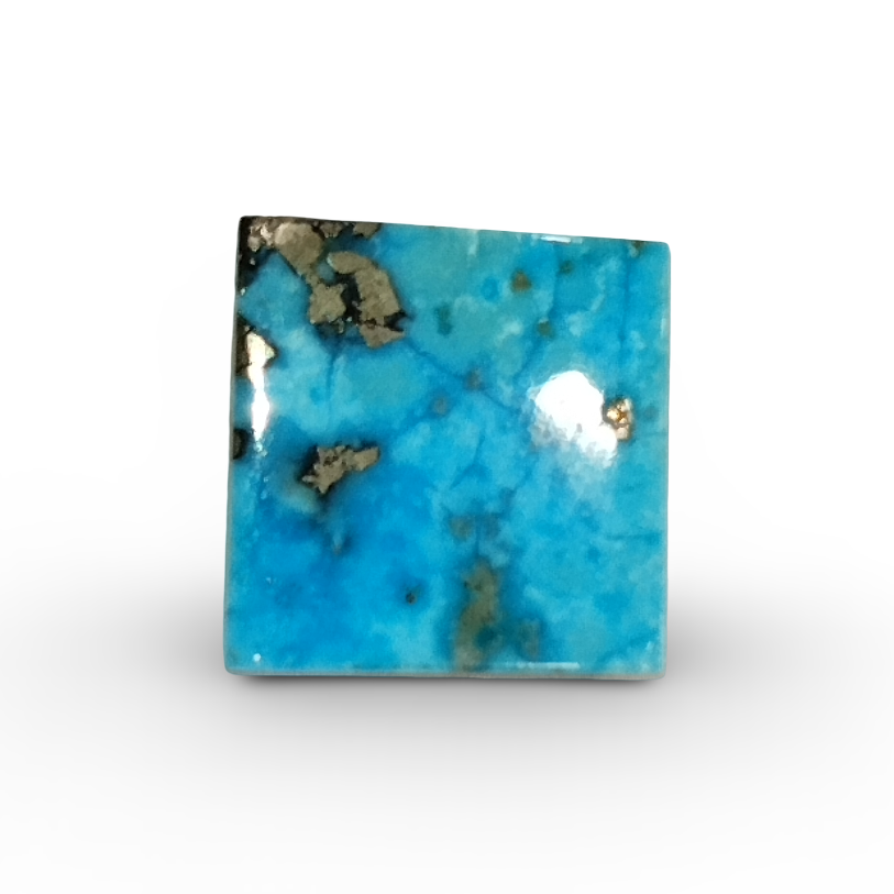 Natural Turquoise | Certified Sea Blue Firoza | Square Shape with Matrix Certificate No.: IGCDKBAJ41416