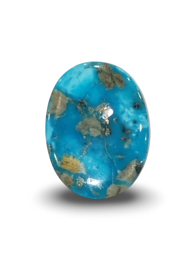Natural Turquoise | Oval Cabochon | Sea Blue | Matrix Background | Certified Certificate No.: IGCDKBAJ44688
