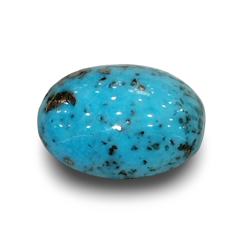 Natural Turquoise | Sea Blue | Oval Cabochon | Certified | Matrix Background Certificate No.: IGCDKBAJ44715