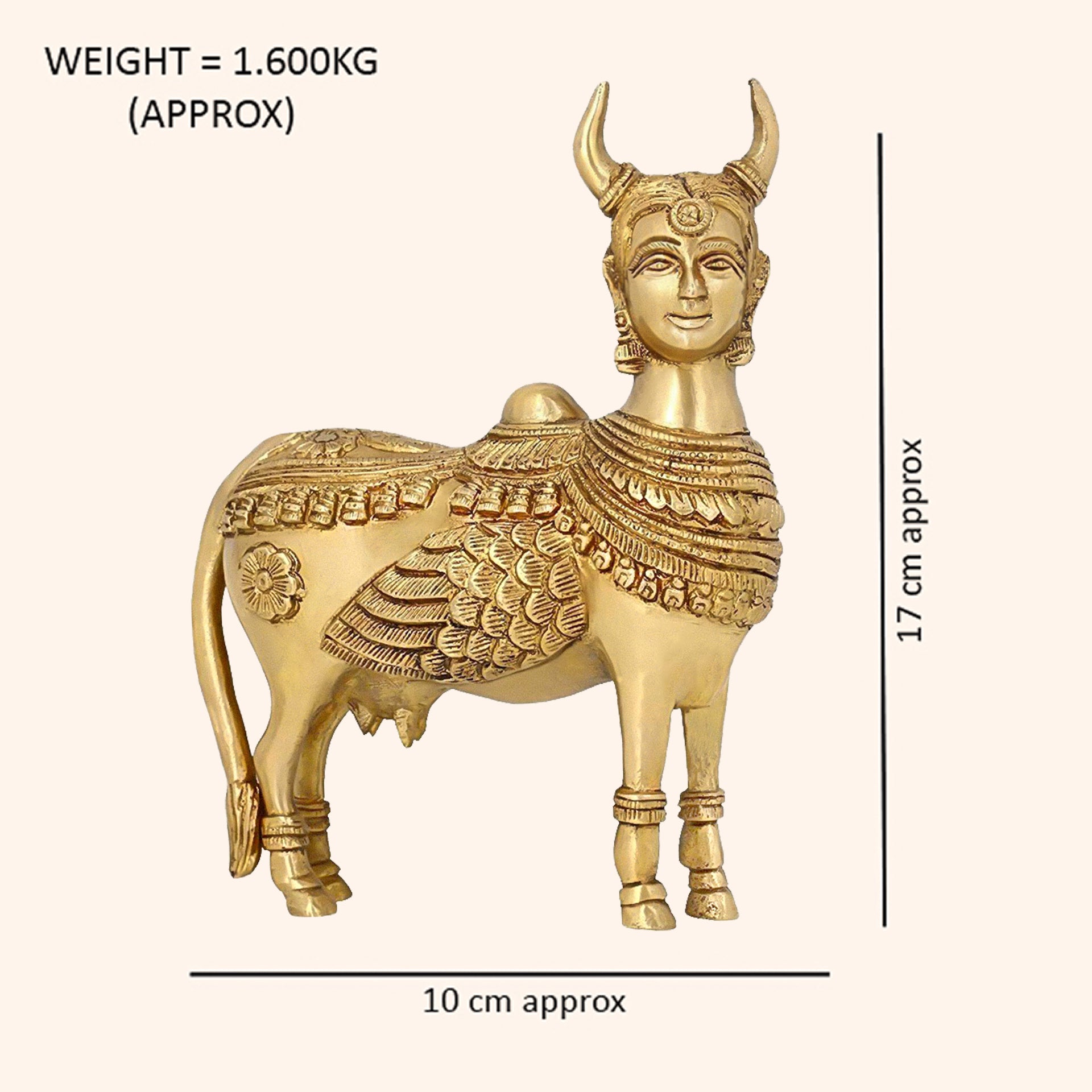 Destiny Star Stores BRASS KAMDHENU COW 6.5 INCH (APPROX)