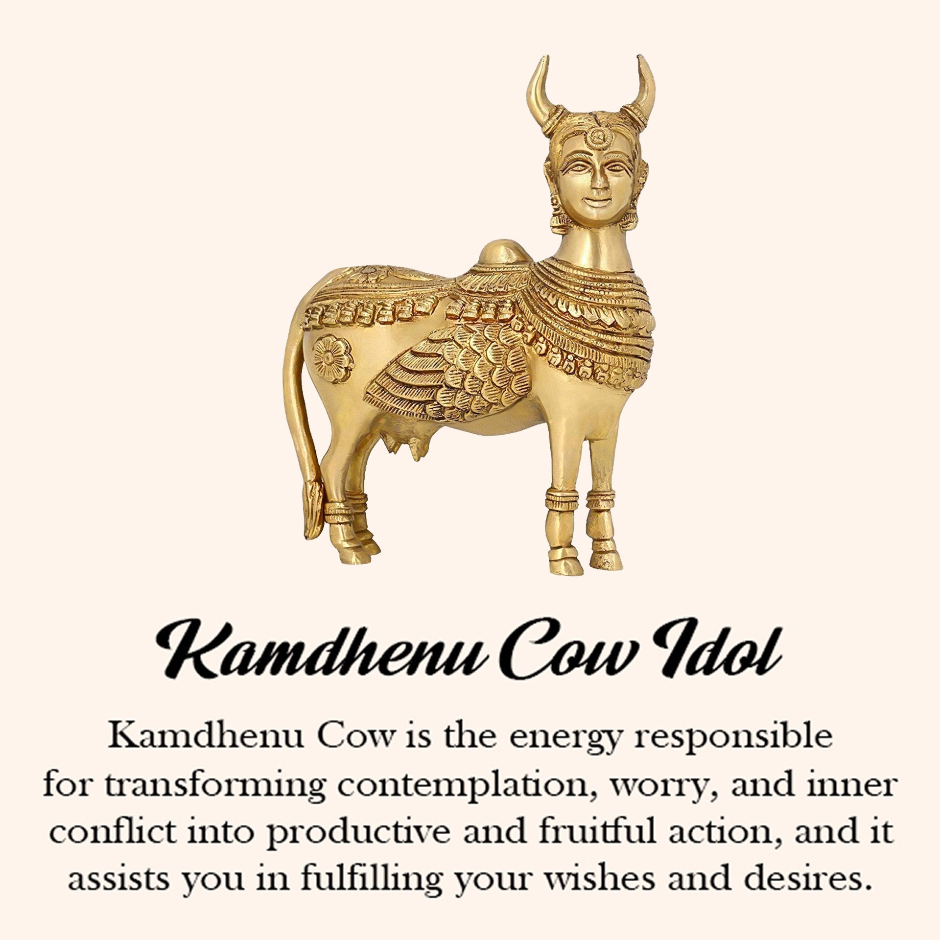 Destiny Star Stores BRASS KAMDHENU COW 6.5 INCH (APPROX)
