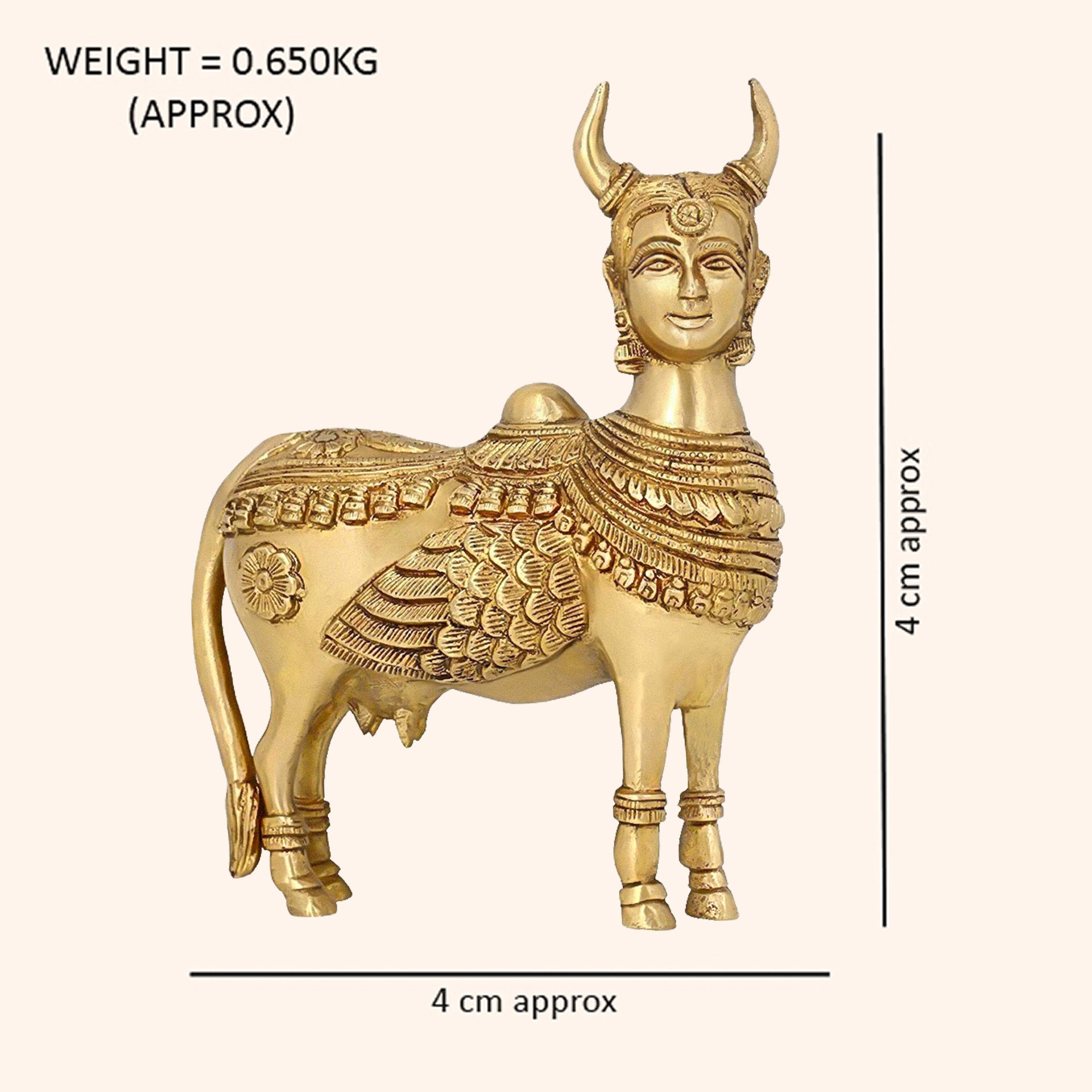 Destiny Star Stores BRASS KAMDHENU COW 1.5 INCH (APPROX)