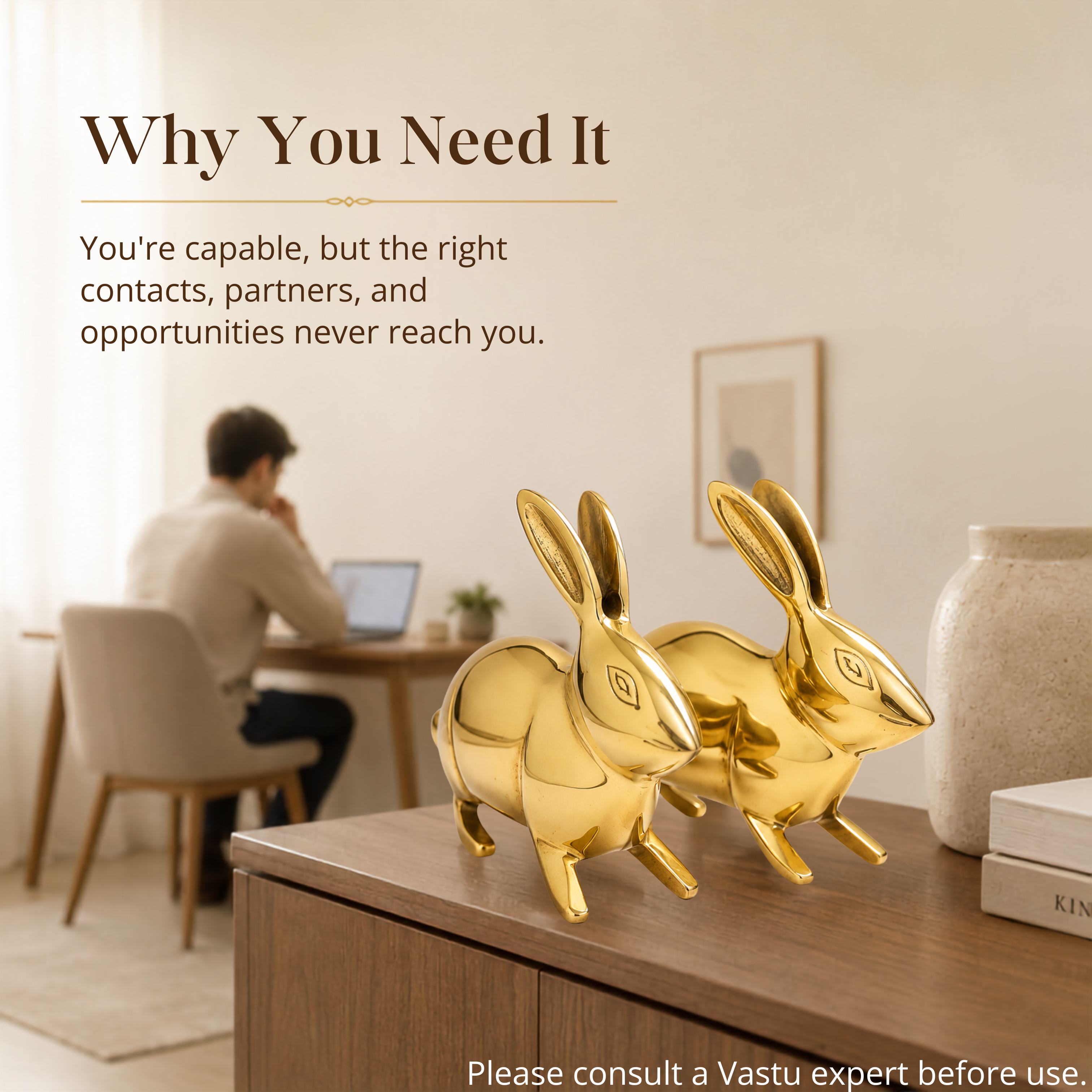 Destiny Star Stores BRASS SMALL RABBIT PAIR STATUE
