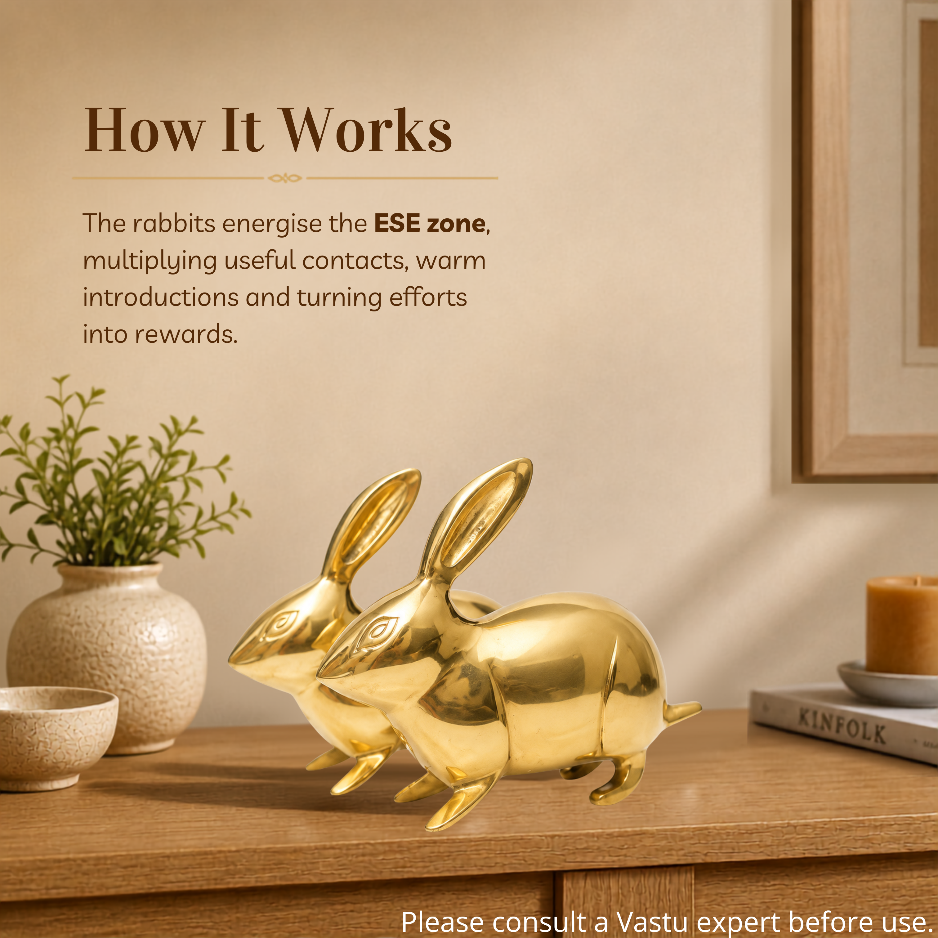 Destiny Star Stores BRASS SMALL RABBIT PAIR STATUE