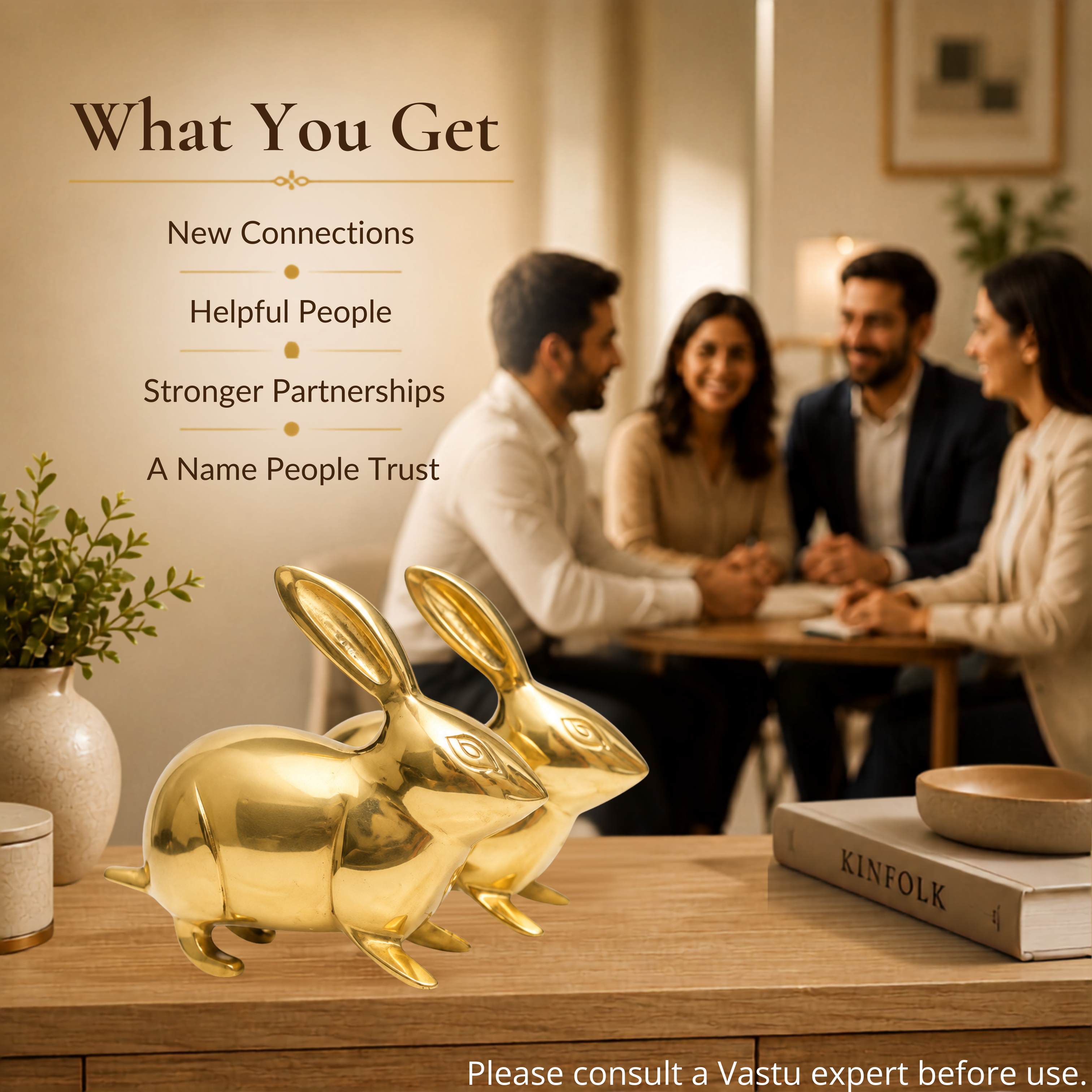 Destiny Star Stores BRASS SMALL RABBIT PAIR STATUE