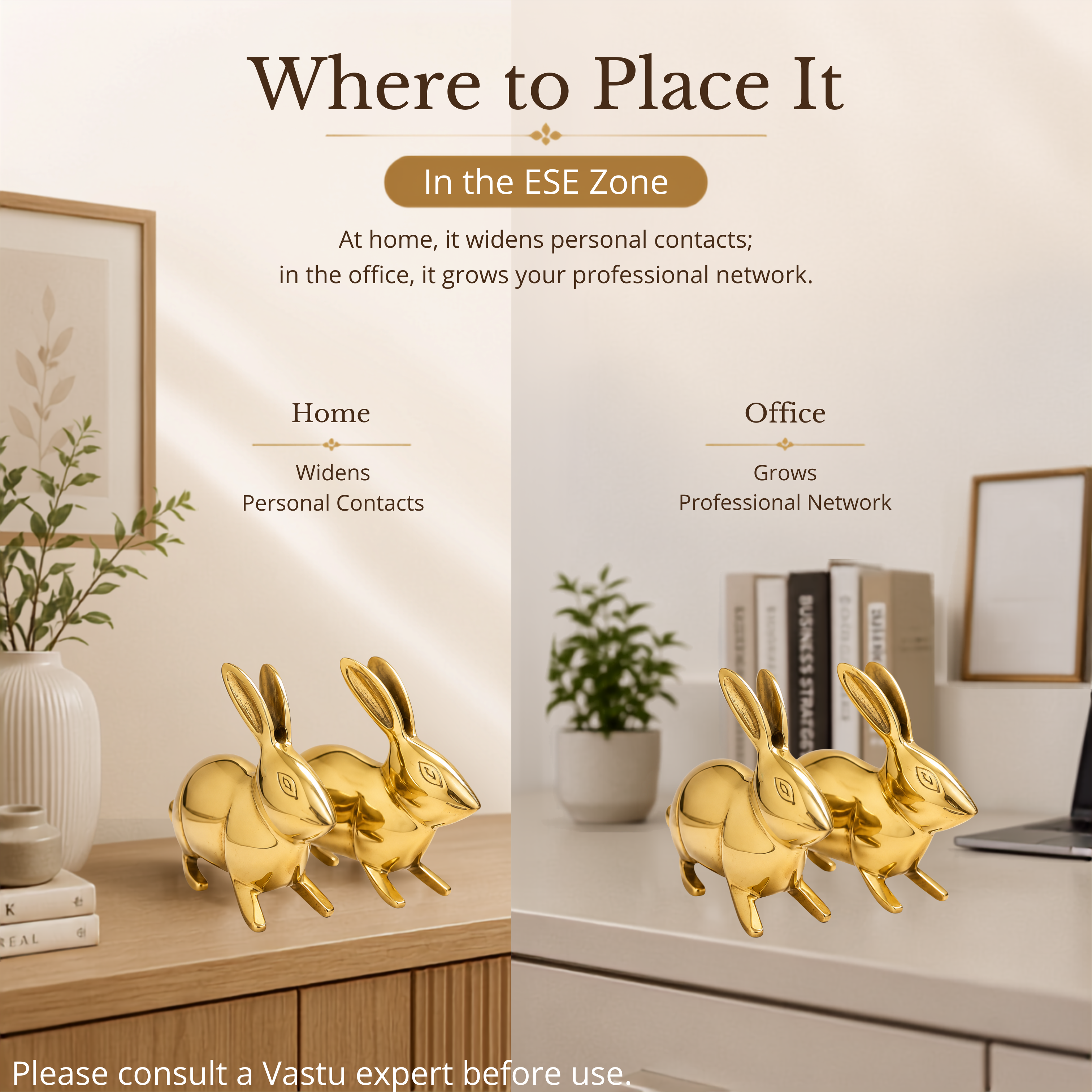 Destiny Star Stores BRASS SMALL RABBIT PAIR STATUE