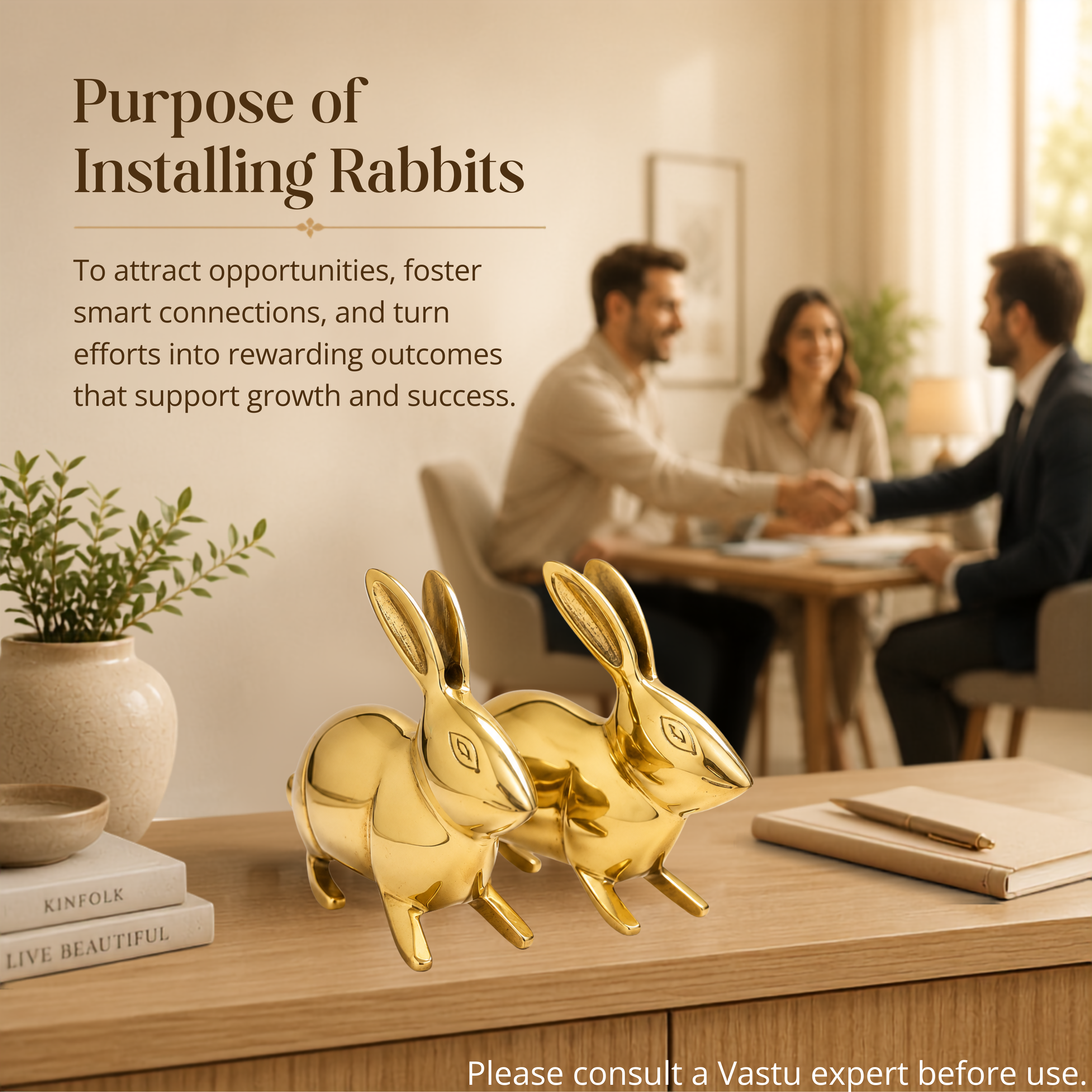 Destiny Star Stores BRASS SMALL RABBIT PAIR STATUE