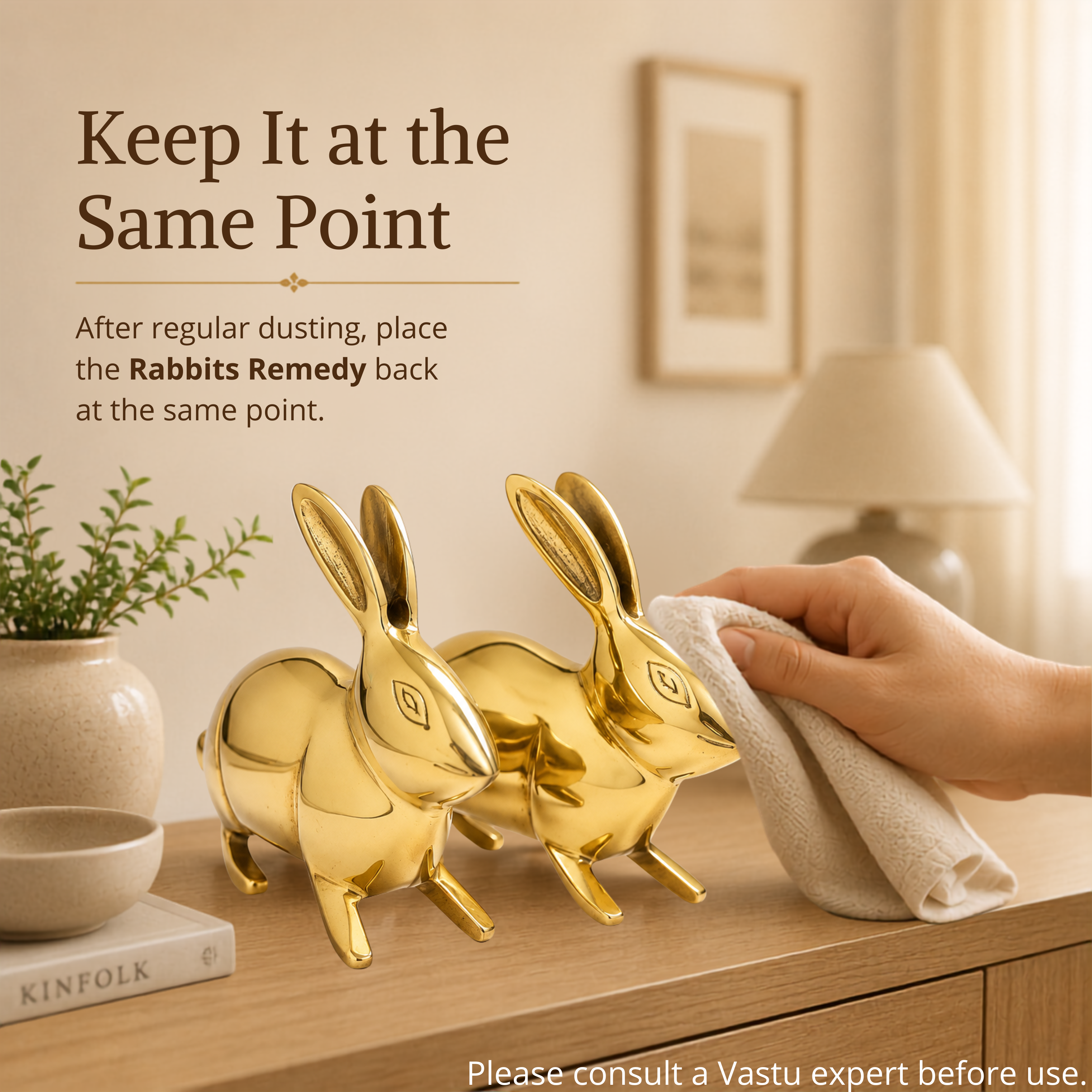 Destiny Star Stores BRASS SMALL RABBIT PAIR STATUE