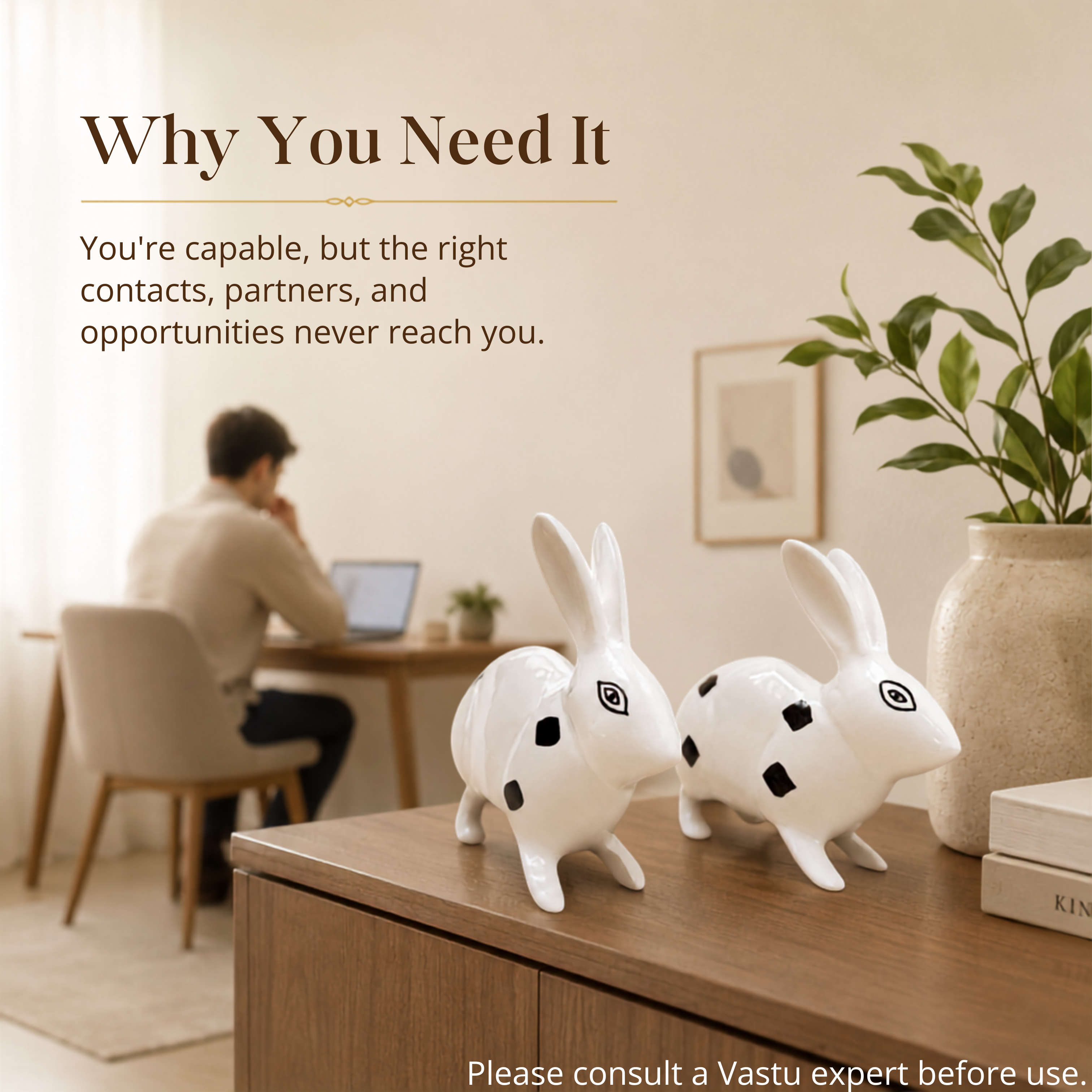 Destiny Star Stores BRASS SMALL RABBIT PAIR BLACK & WHITE
