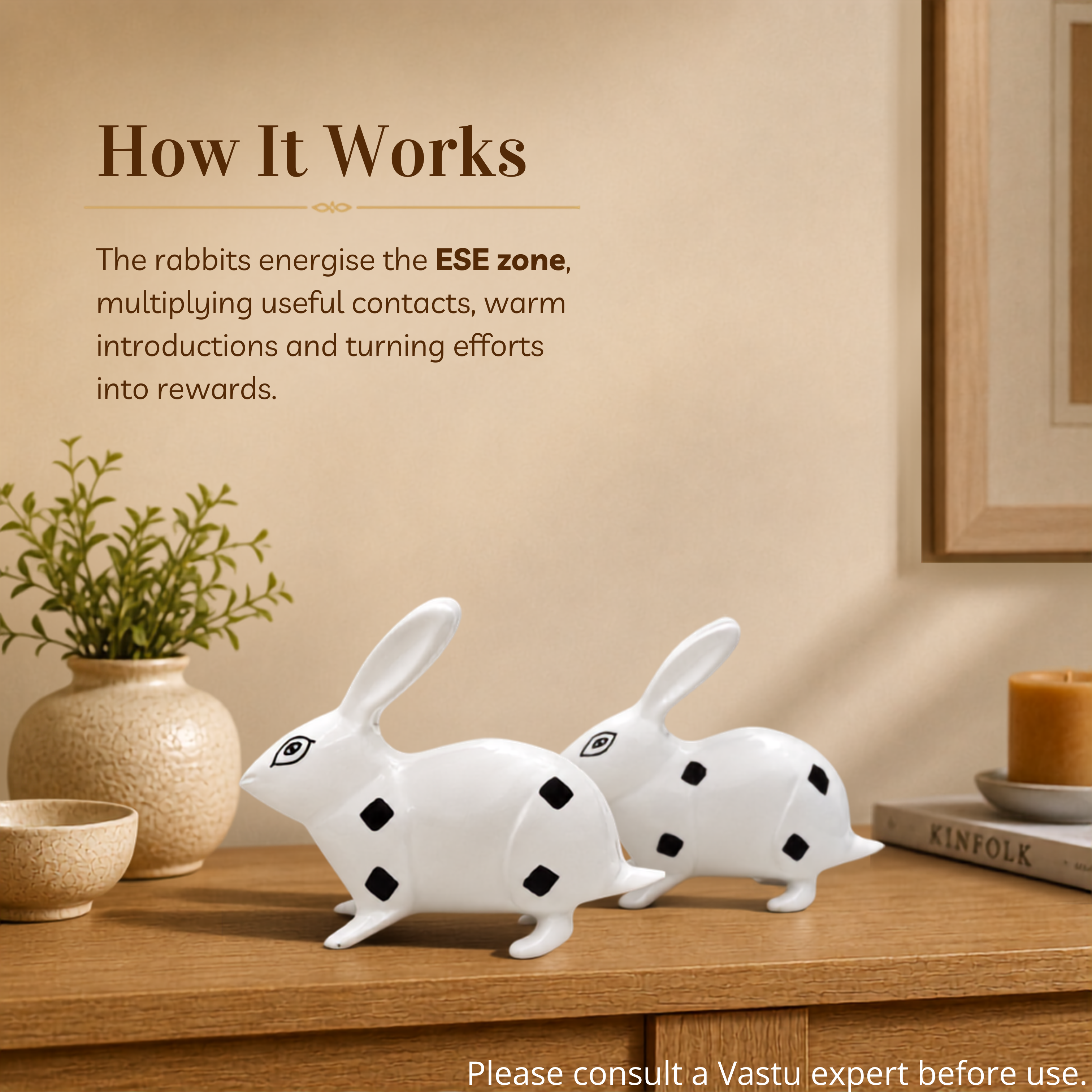 Destiny Star Stores BRASS SMALL RABBIT PAIR BLACK & WHITE