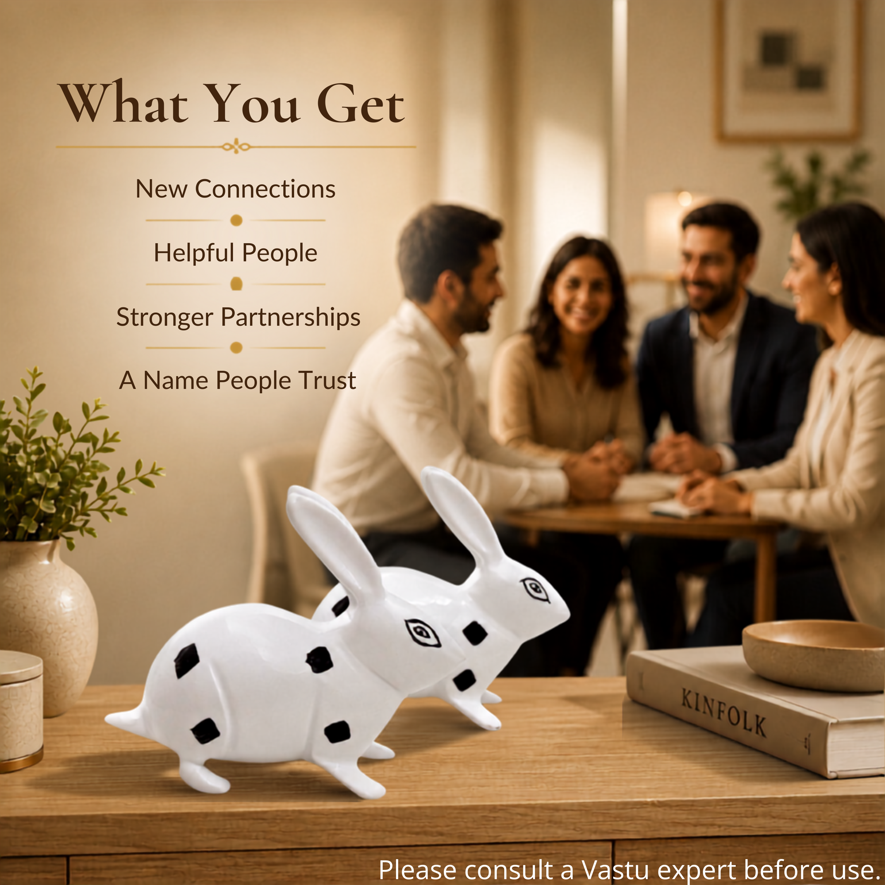 Destiny Star Stores BRASS SMALL RABBIT PAIR BLACK & WHITE