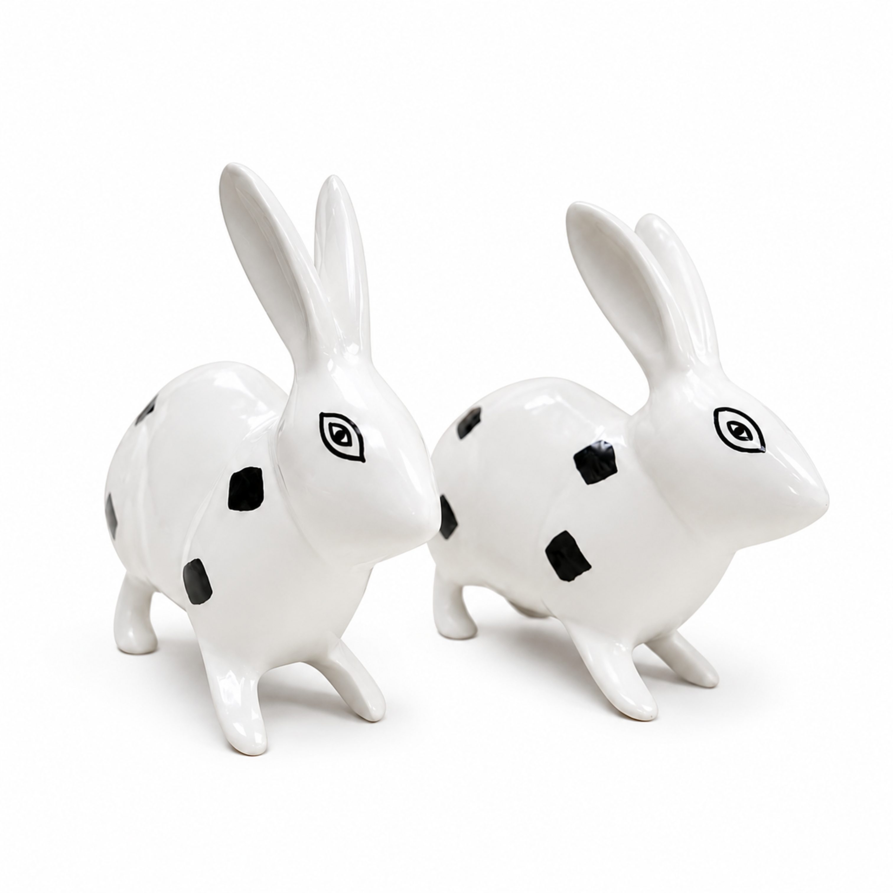 Destiny Star Stores BRASS SMALL RABBIT PAIR BLACK & WHITE