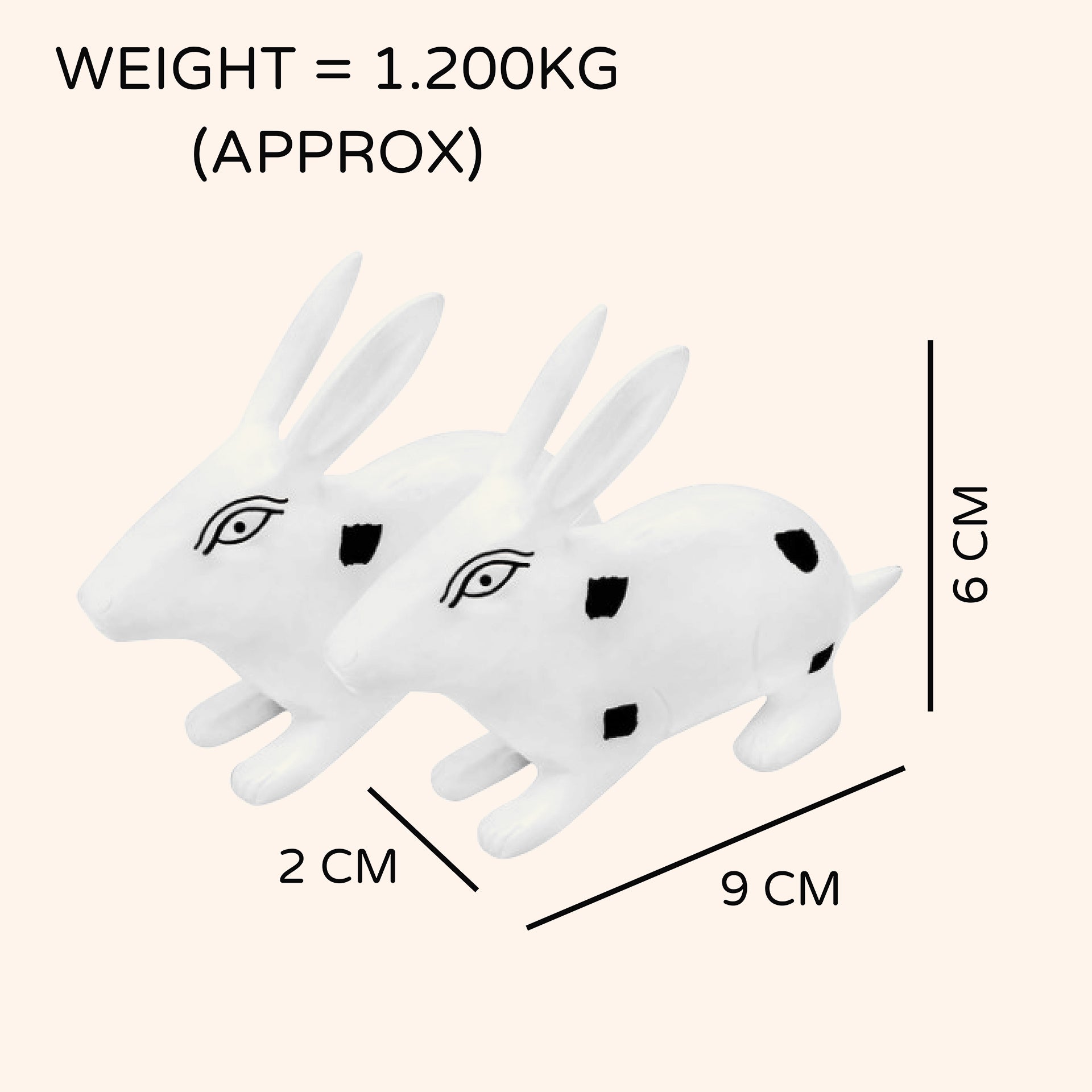 Destiny Star Stores BRASS BIG RABBIT PAIR WHITE & BLACK