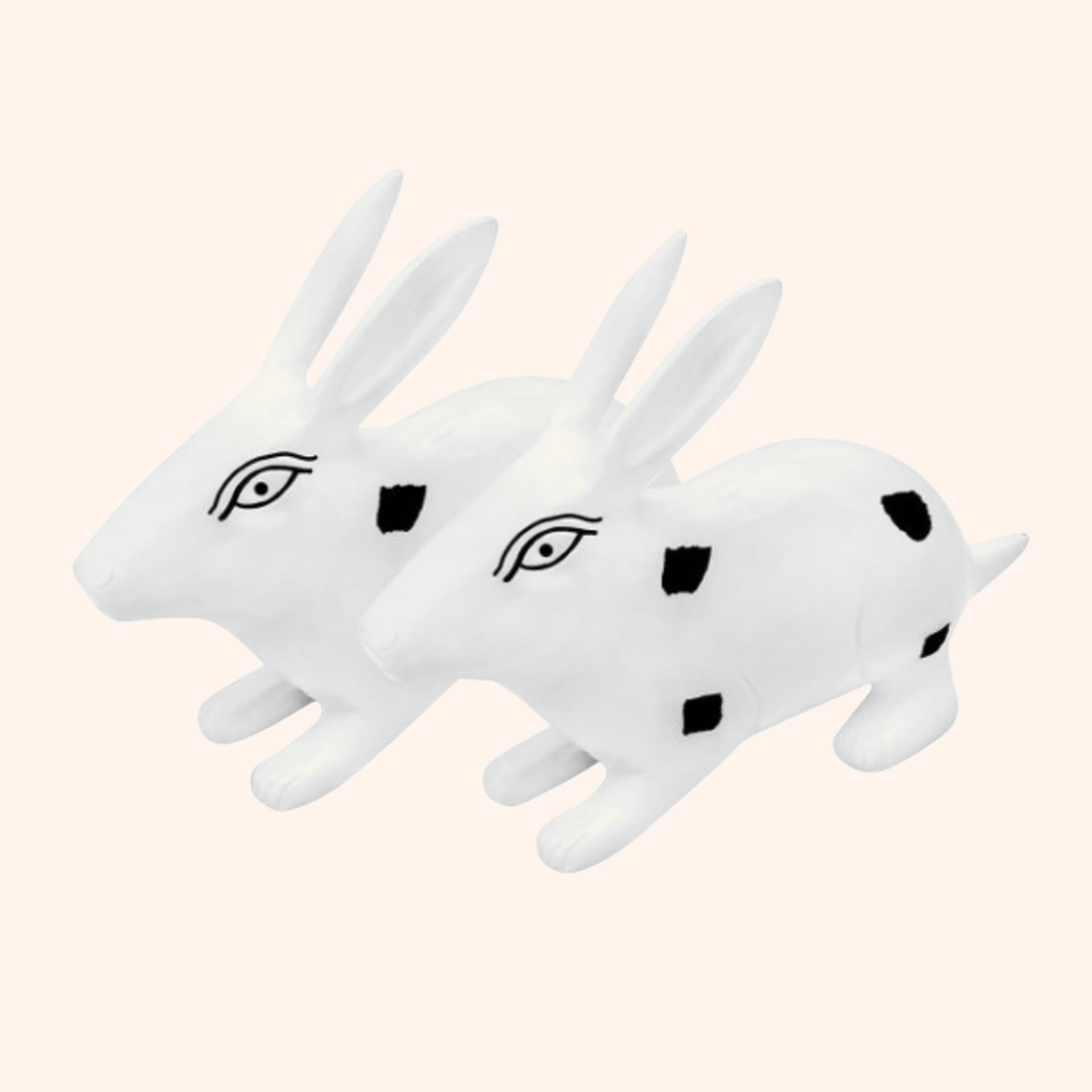 Destiny Star Stores BRASS BIG RABBIT PAIR WHITE & BLACK