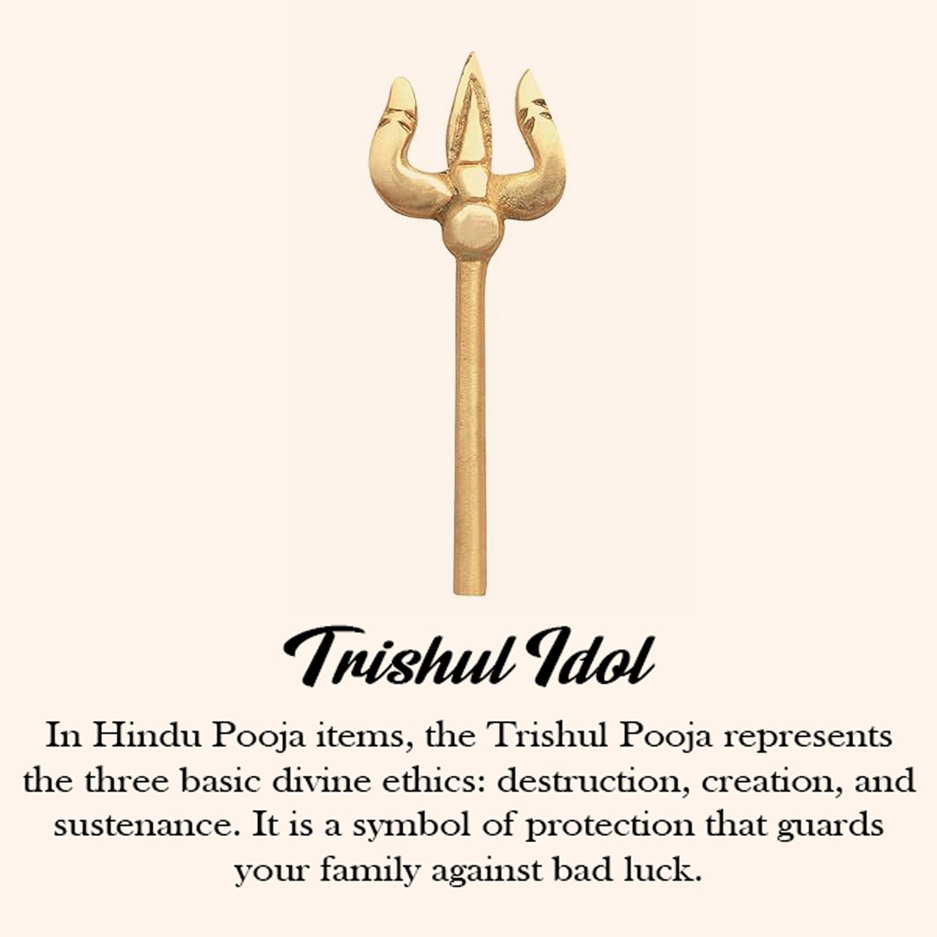 Destiny Star Stores BRASS TRISHUL STATUE PACK OF 3