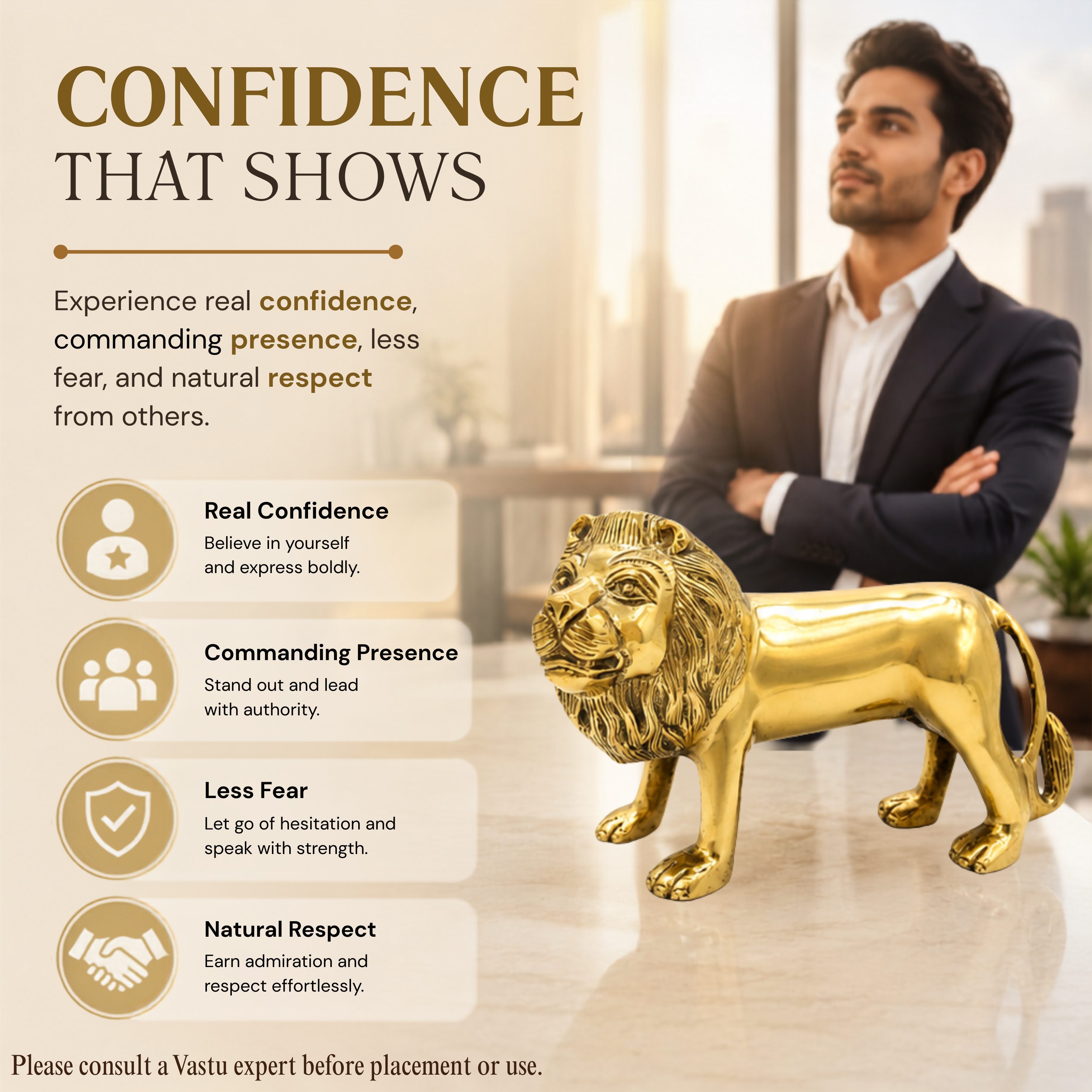 Destiny Star Stores BRASS LION STATUE 5.5 INCH (APPROX)