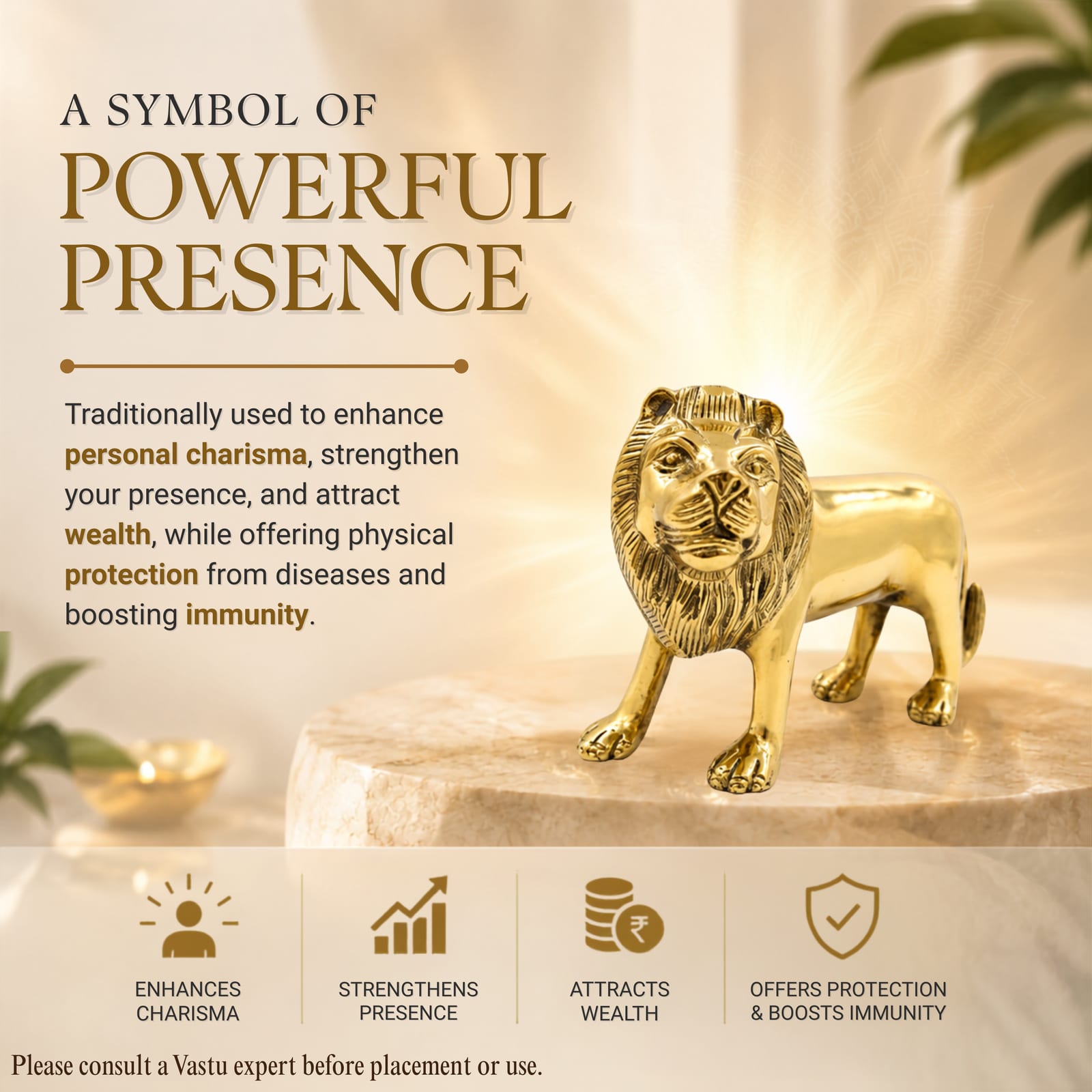 Destiny Star Stores BRASS LION STATUE 5.5 INCH (APPROX)