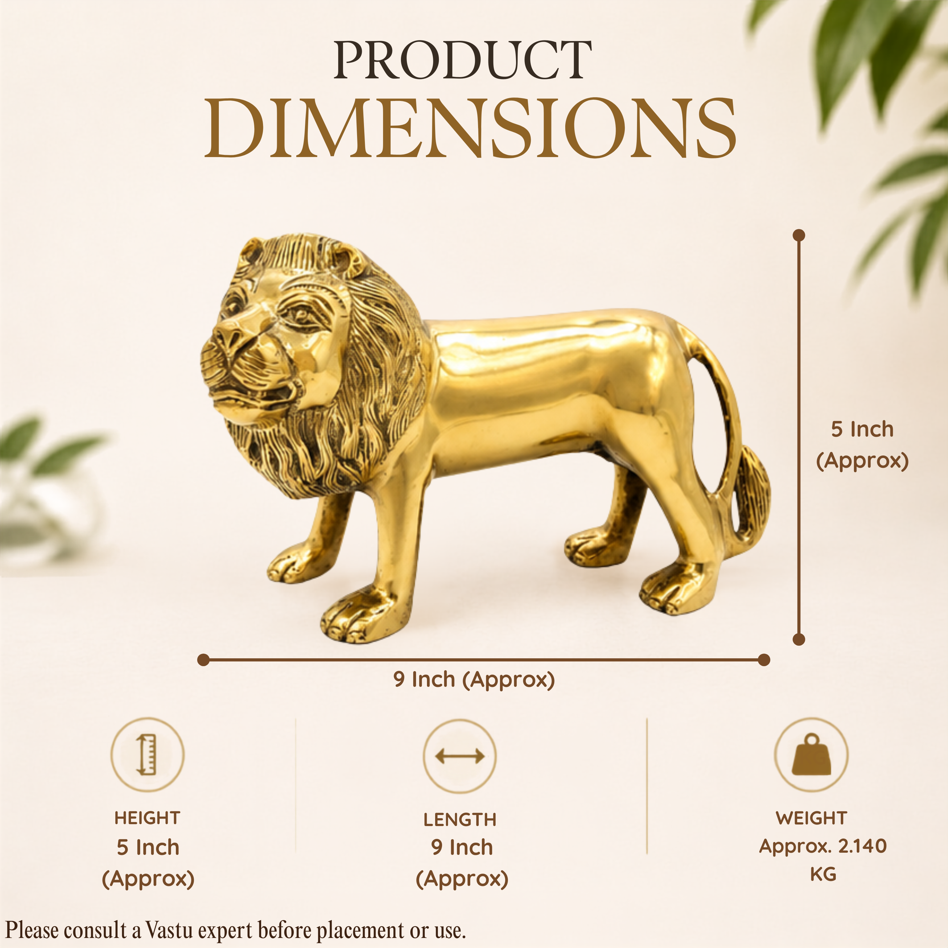 Destiny Star Stores BRASS LION STATUE 5.5 INCH (APPROX)
