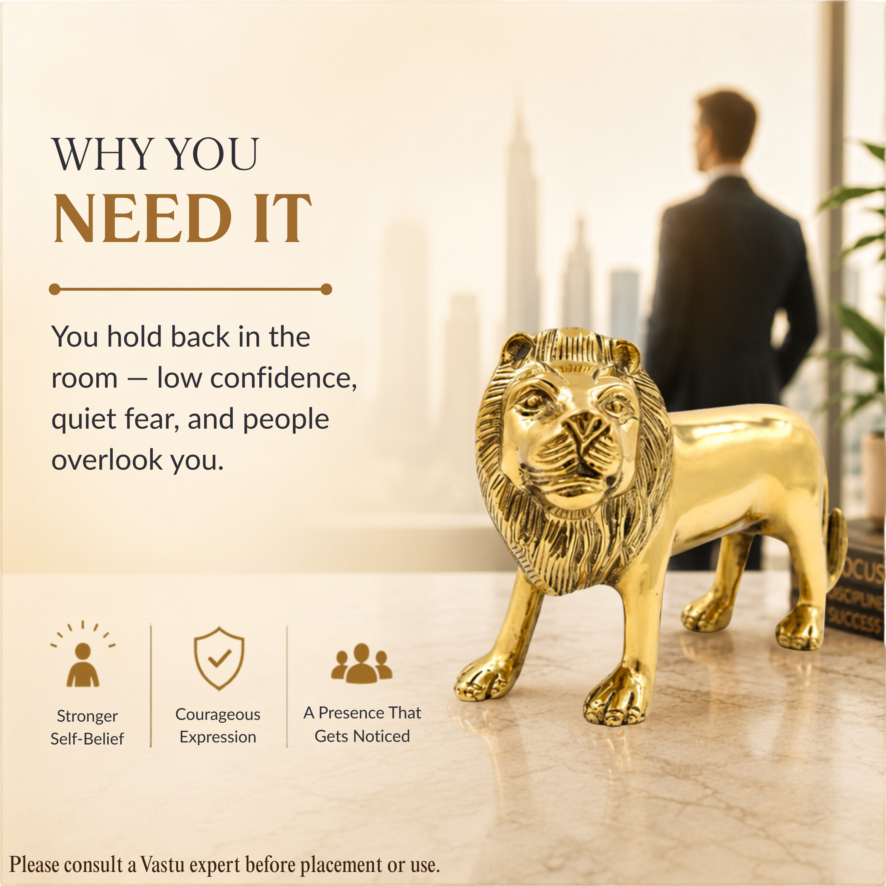 Destiny Star Stores BRASS LION STATUE 5.5 INCH (APPROX)