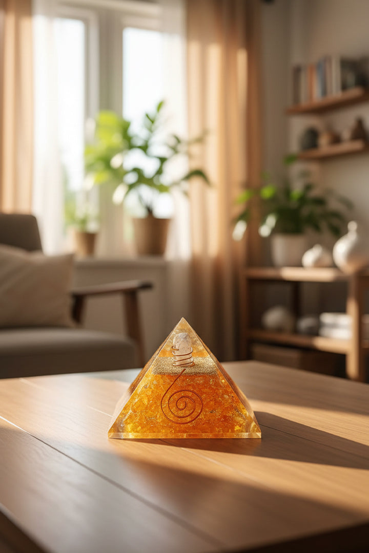 2 INCH CITRINE CRYSTAL PYRAMID - Manifestation & Energy Amplifier