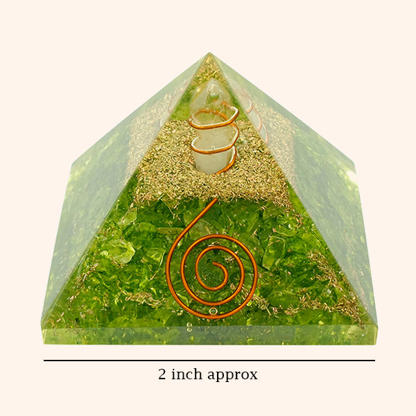 2 INCH PERIDOT CRYSTAL PYRAMID -  Energy Amplifier & Vastu Remedy